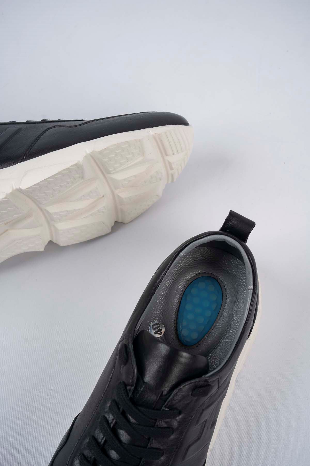 Freemax Erkek İç Dış Hakiki Deri Eva  Jel İç Taban Spor Sneaker Ayakkabı LSNS.HD 455 Siyah