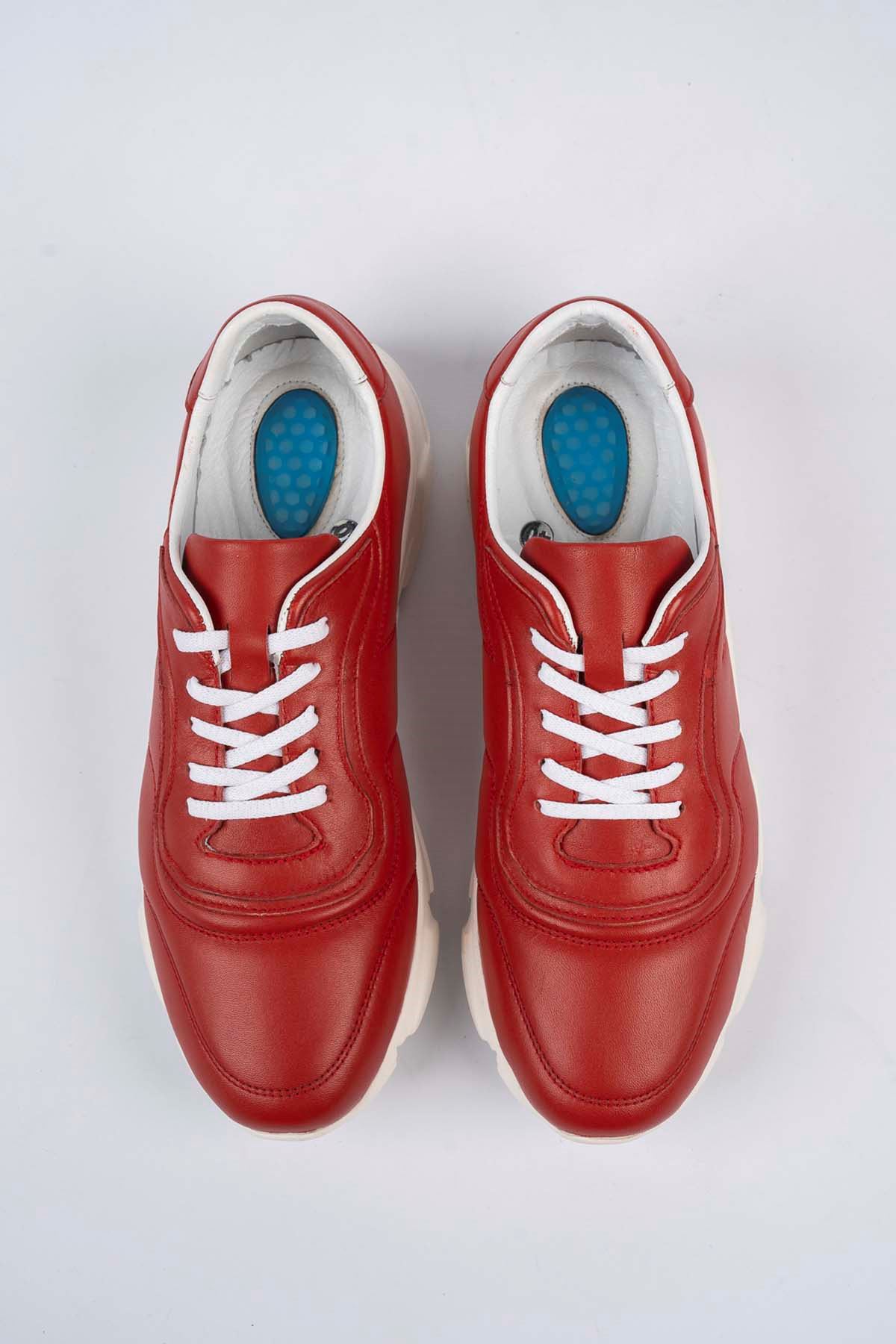 Freemax Erkek İç Dış Hakiki Deri Eva  Jel İç Taban Spor Sneaker Ayakkabı LSNS.HD 355 Kırmızı