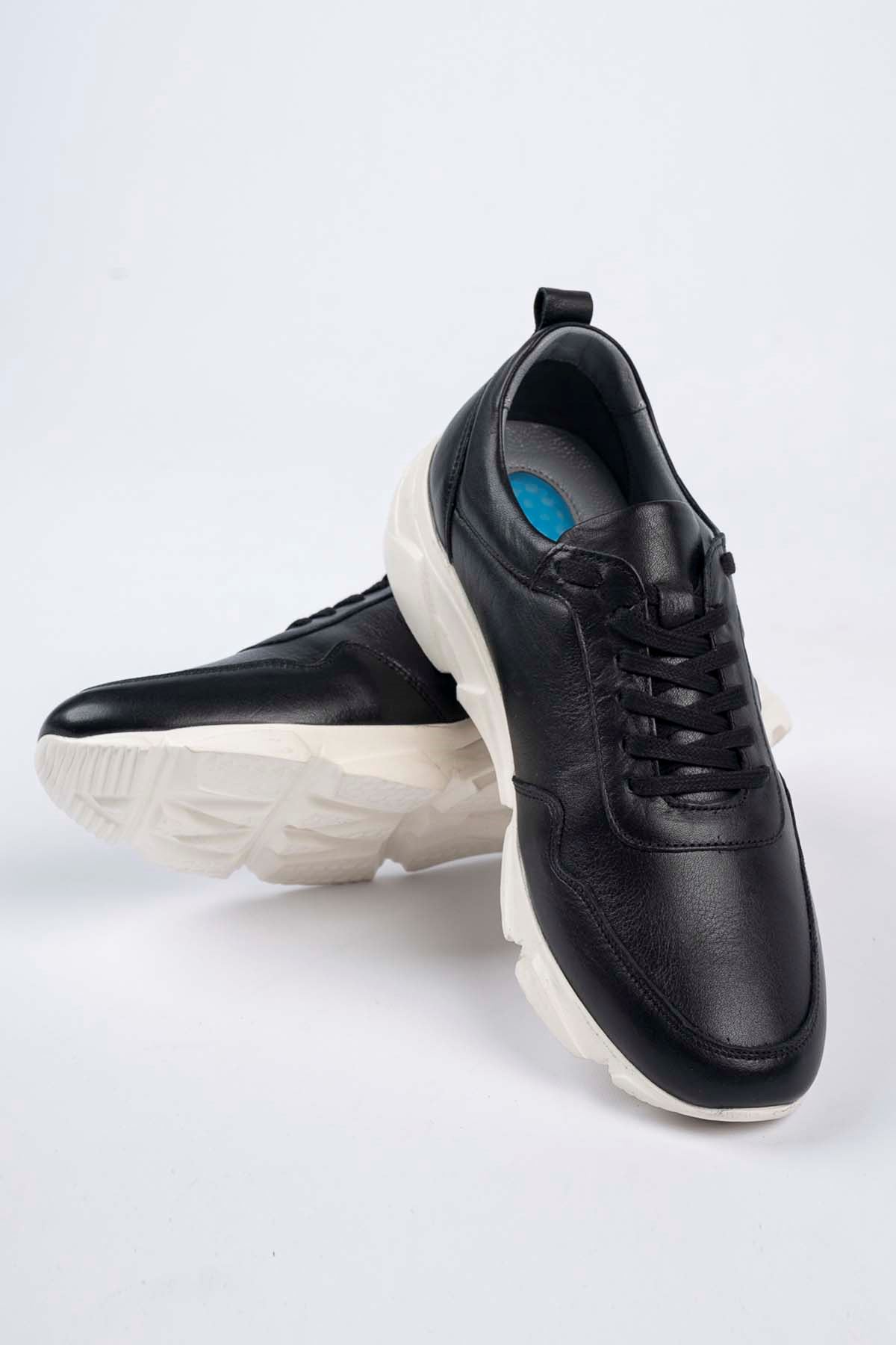 Freemax Erkek İç Dış Hakiki Deri Eva  Jel İç Taban Spor Sneaker Ayakkabı LSNS.HD 455 Siyah