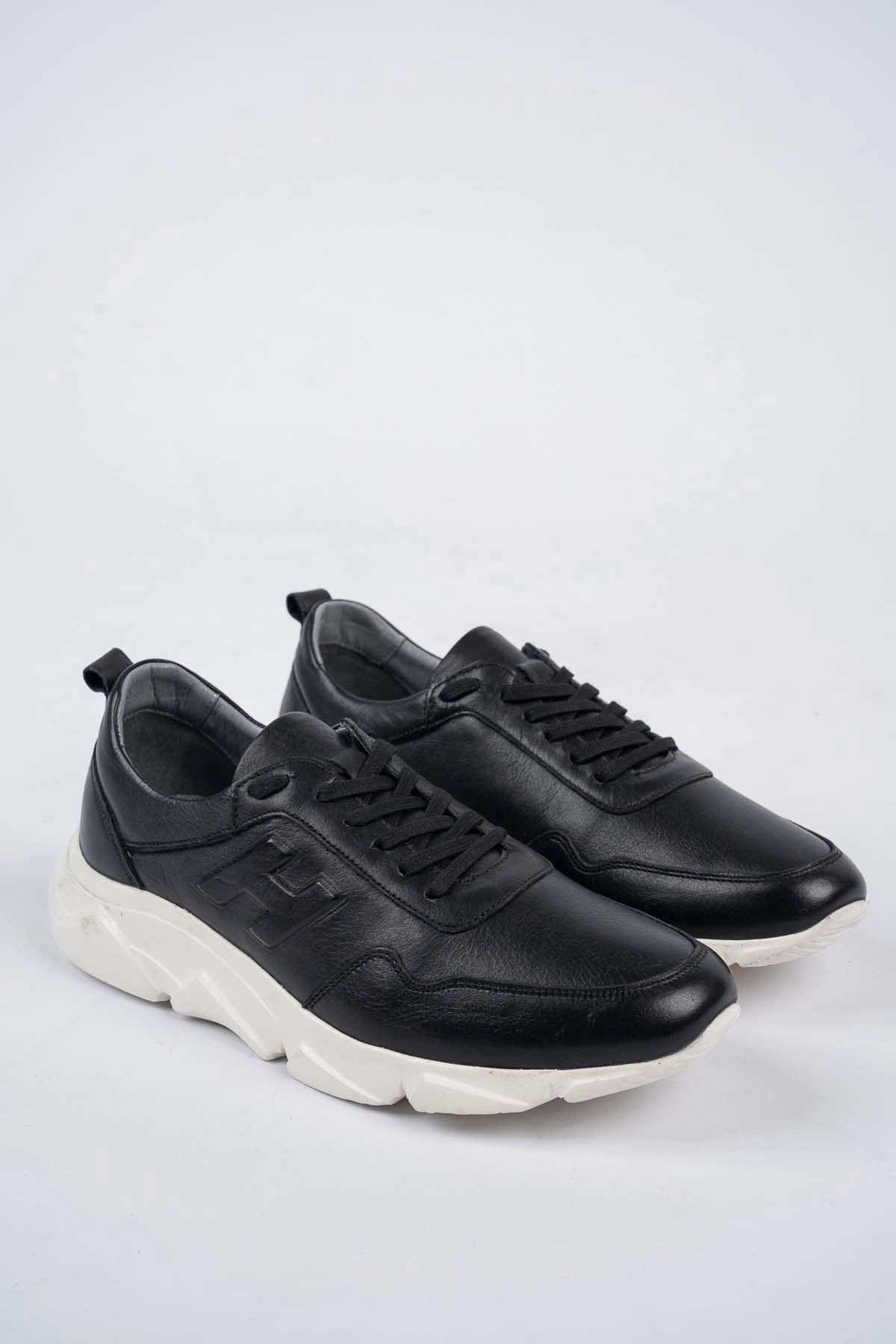 Freemax Erkek İç Dış Hakiki Deri Eva  Jel İç Taban Spor Sneaker Ayakkabı LSNS.HD 455 Siyah