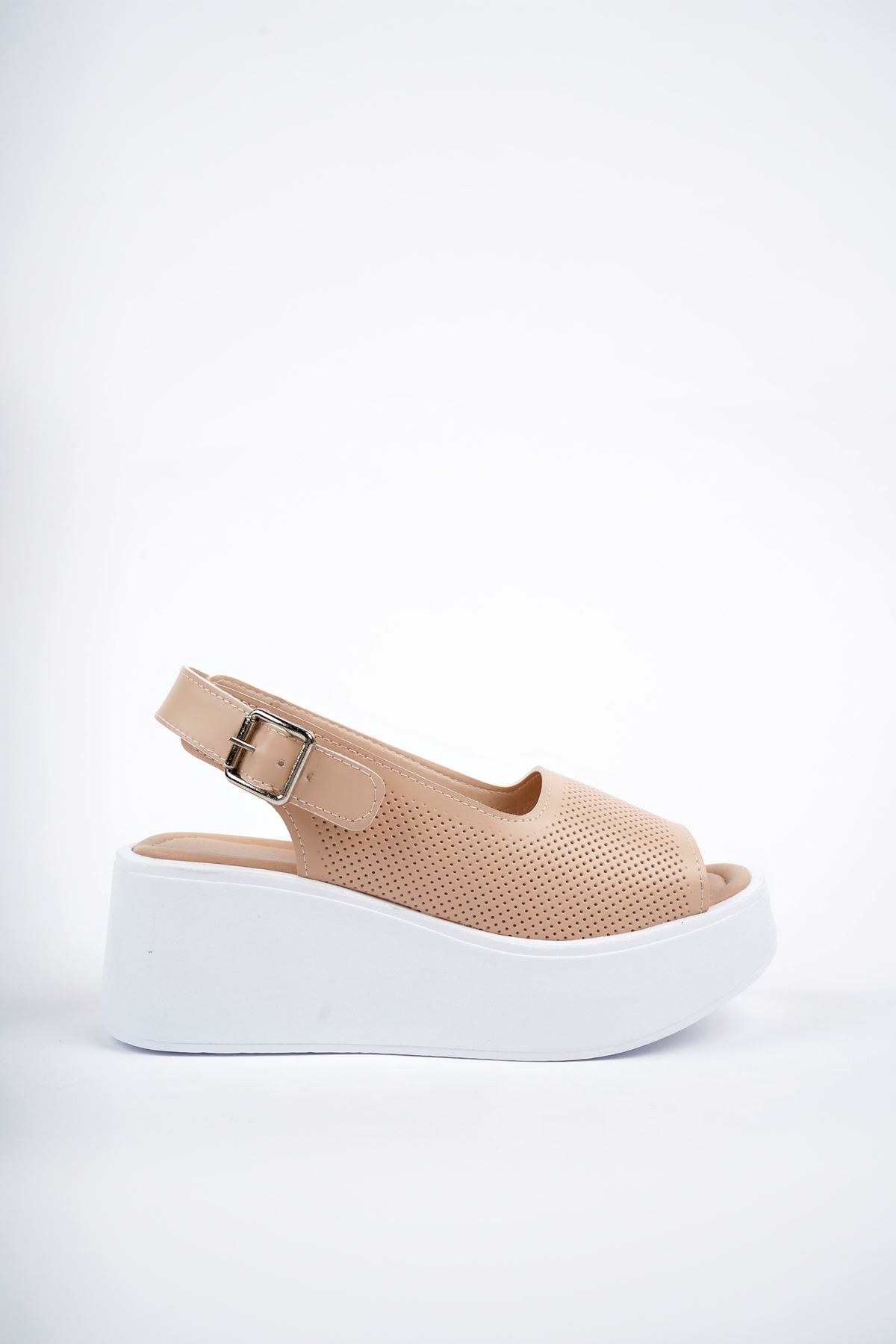 Freemax Kadın Garantili Çok Hafif Rahat 6 cm Topuk Eva Taban Platform Sandalet Ppl 4005 Nut