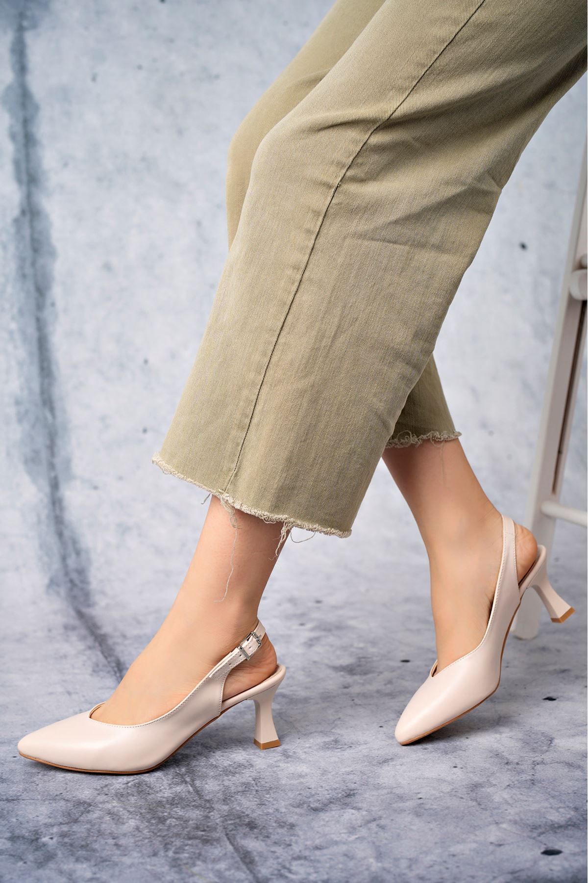 Freemax Kadın 7 cm Topuklu Stiletto Kadın Ayakkabı Snr 060 Ten