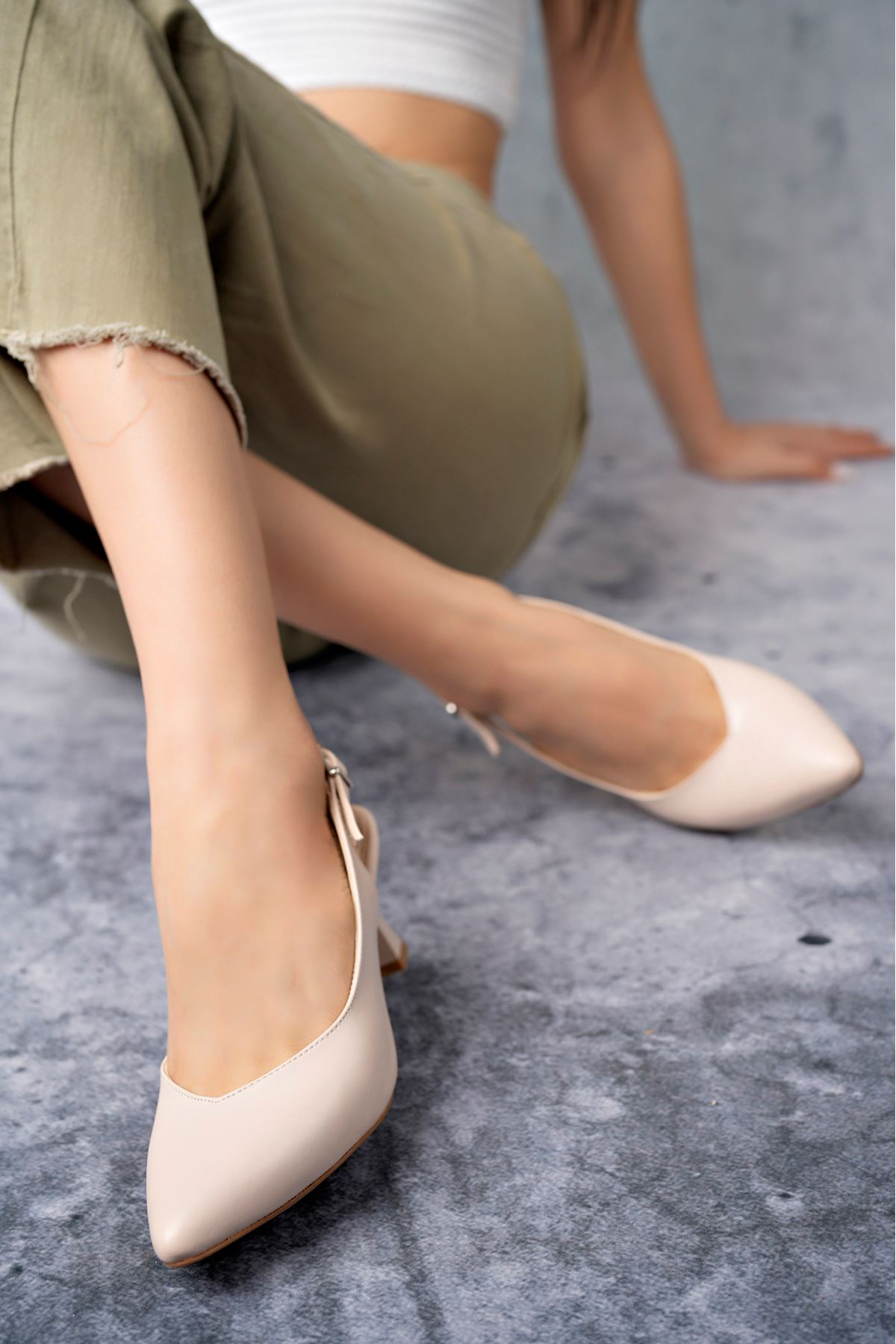 Freemax Kadın 7 cm Topuklu Stiletto Kadın Ayakkabı Snr 060 Ten