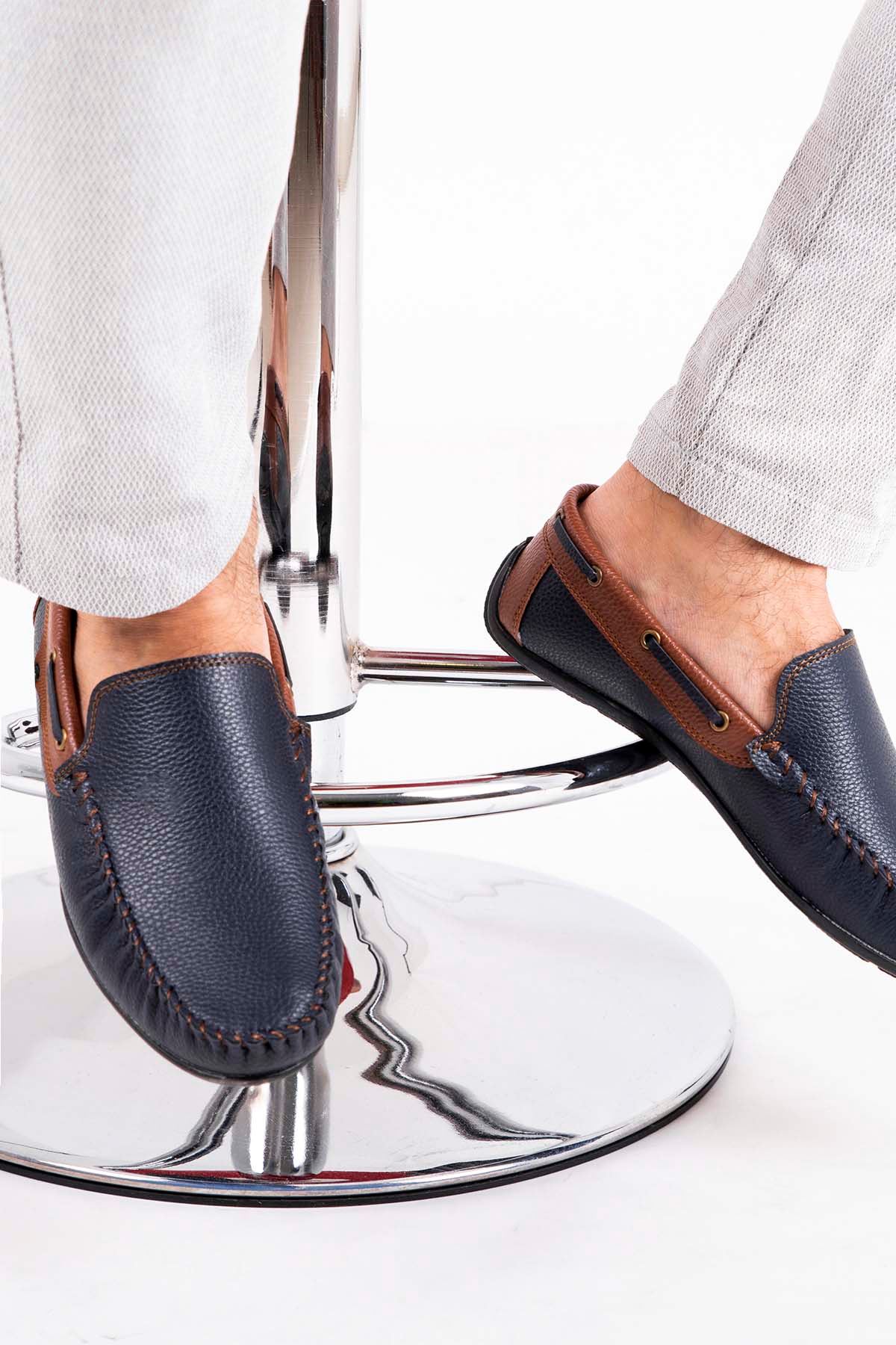 Freemax Erkek Rog Loafer Ayakkabı Rog.227 Lacivert Taba