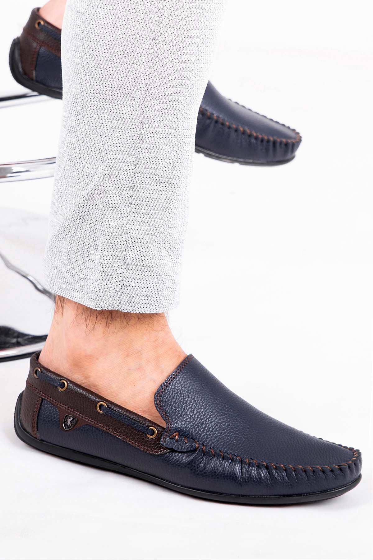 Freemax Erkek Rog Loafer Ayakkabı Rog.227 Lacivert Kahve