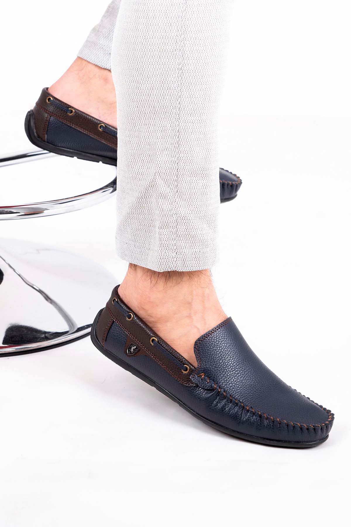 Freemax Erkek Rog Loafer Ayakkabı Rog.227 Lacivert Kahve