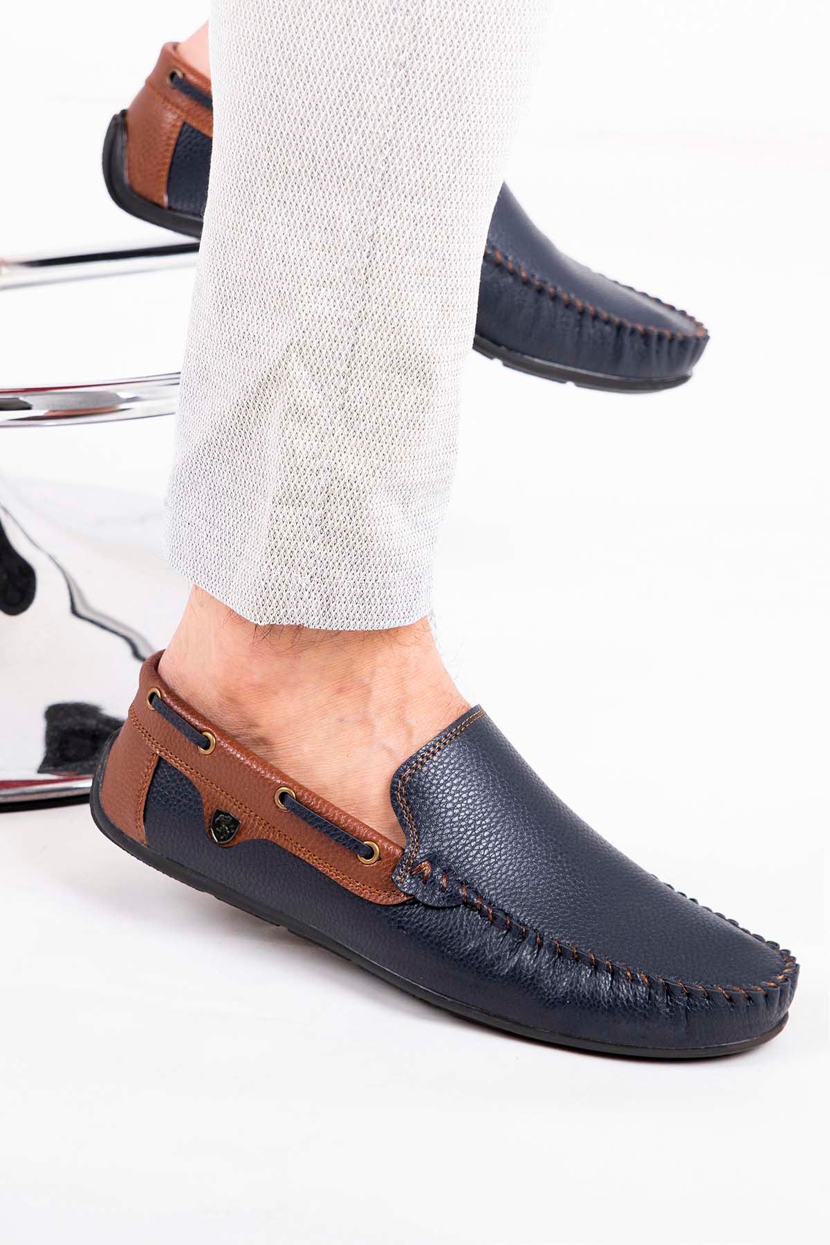 Freemax Erkek Rog Loafer Ayakkabı Rog.227 Lacivert Taba