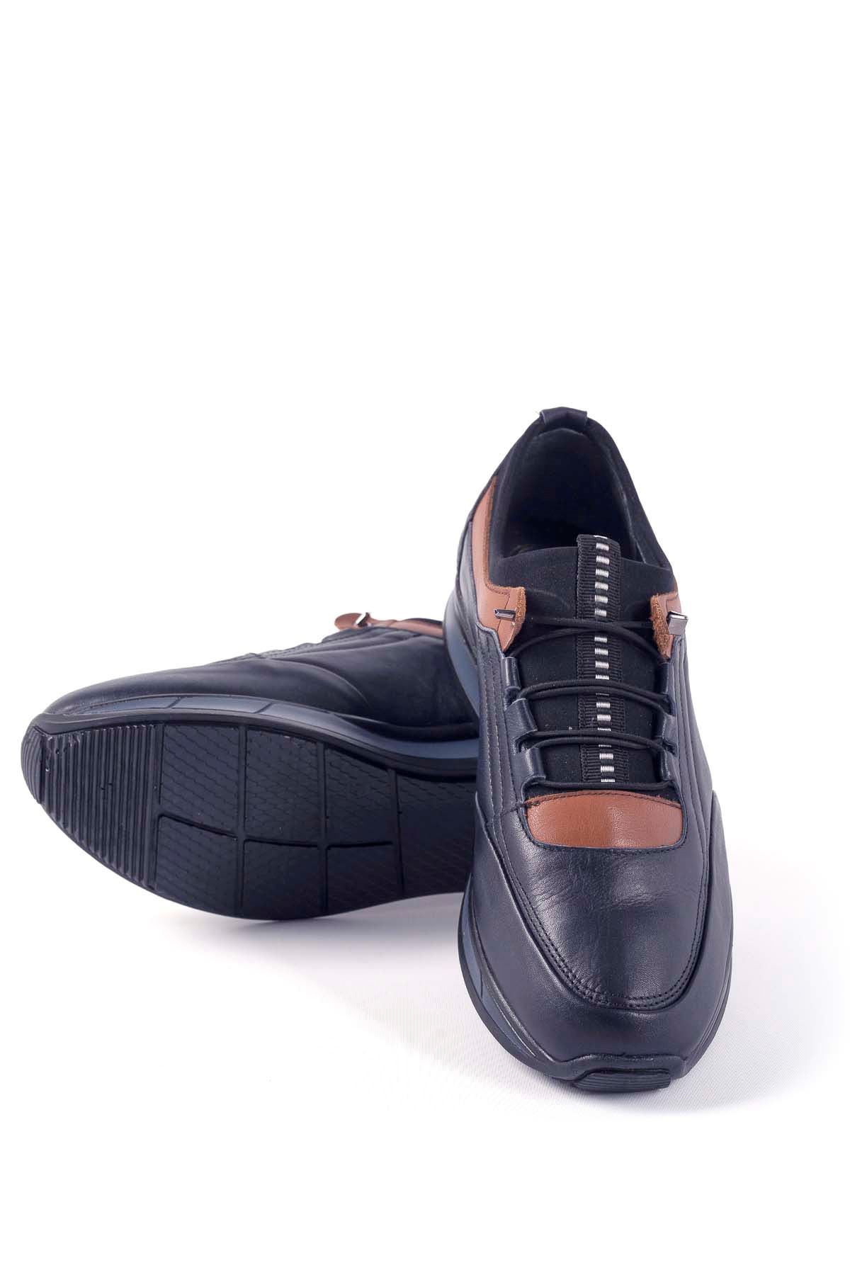 Freemax Erkek İç Dış Hakiki Deri Hafif Poli Taban  Jel İç Taban Spor Sneaker Ayakkabıı THT HD 2216 Lacivert Taba