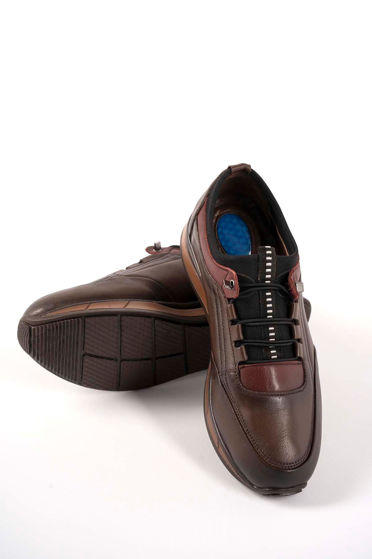 Freemax Erkek İç Dış Hakiki Deri Hafif Poli Taban  Jel İç Taban Spor Sneaker Ayakkabıı THT HD 2216 Kahve Bordo
