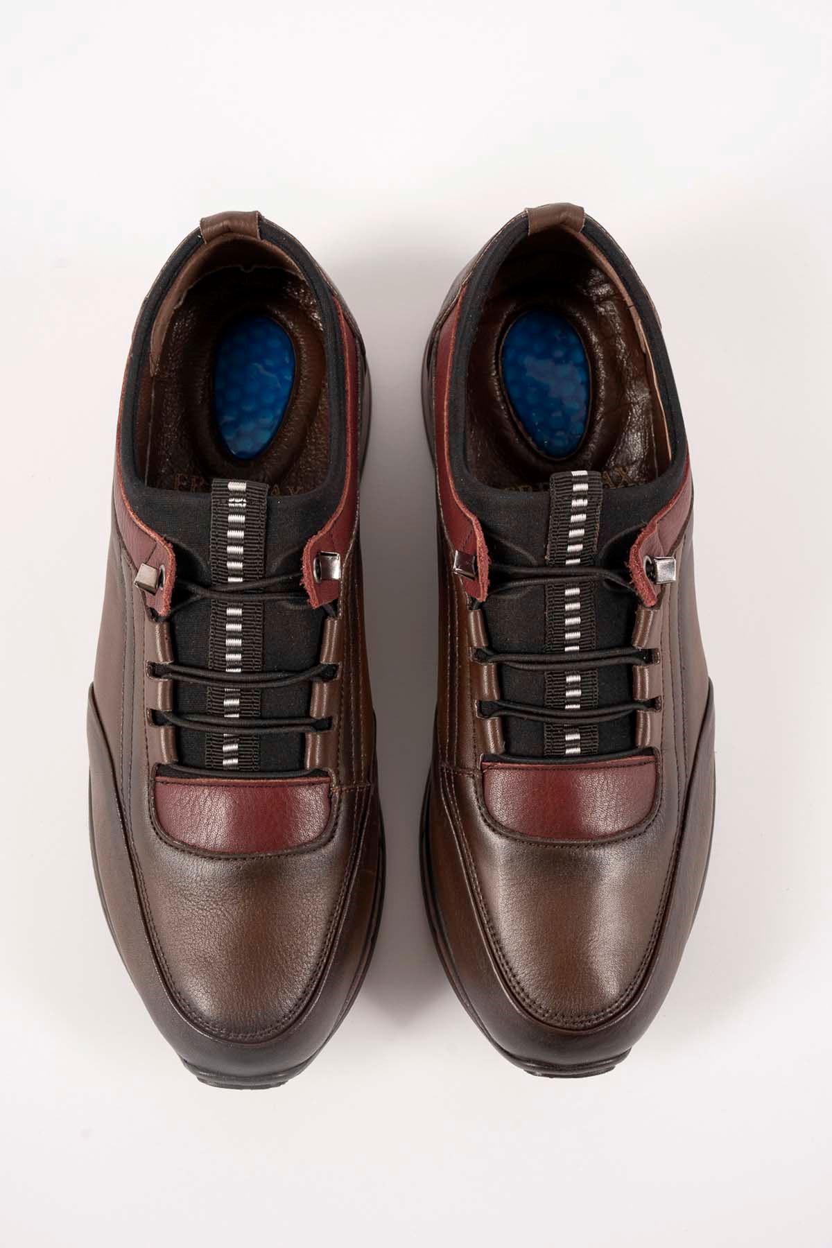 Freemax Erkek İç Dış Hakiki Deri Hafif Poli Taban  Jel İç Taban Spor Sneaker Ayakkabıı THT HD 2216 Kahve Bordo