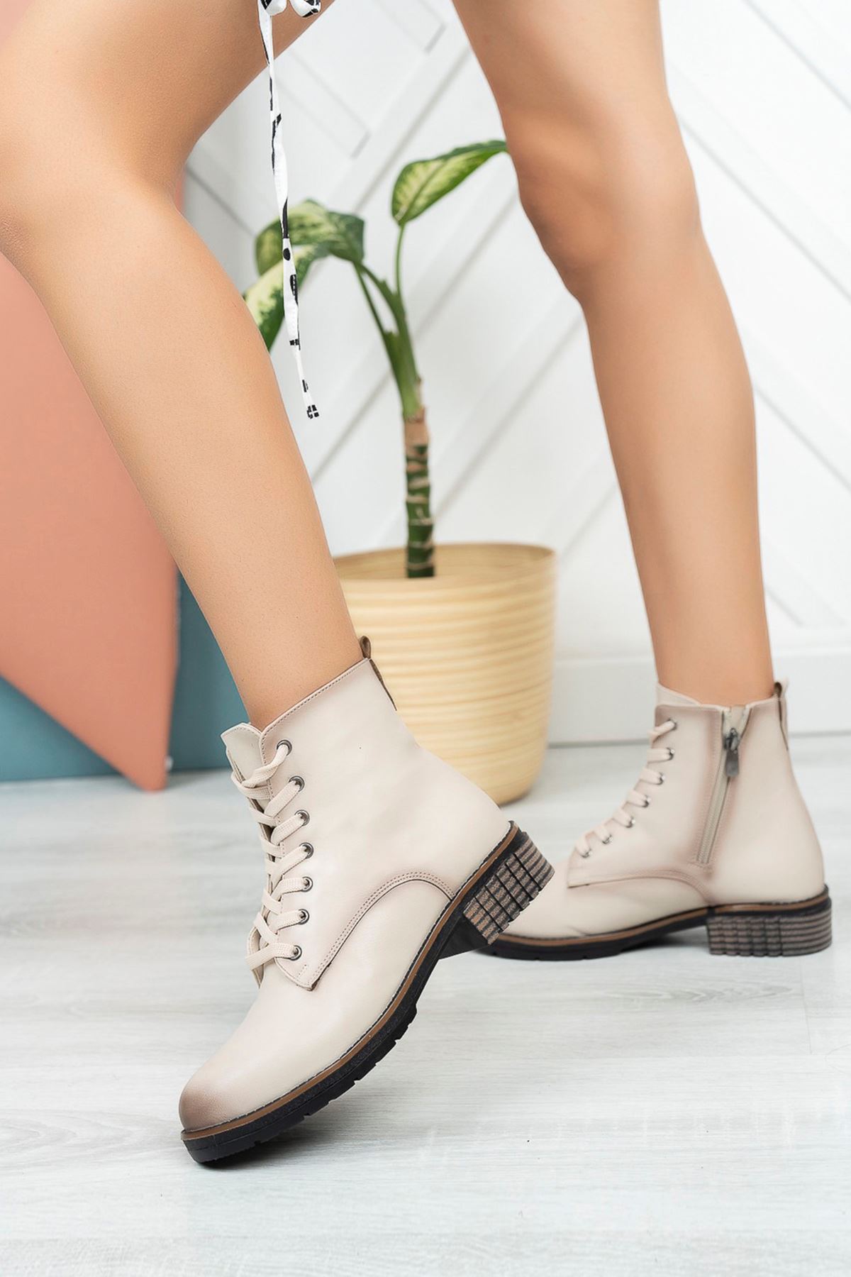 Freemax Garantili Polar Astar Kauçuk Taban Sağlam Kışlık Suya Dayanıklı Bot Çizme Bej