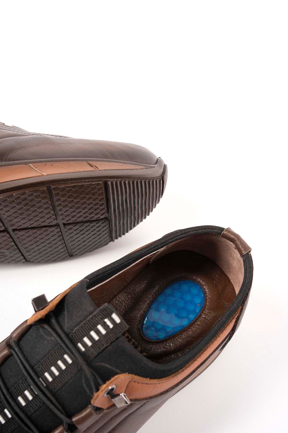 Freemax Erkek İç Dış Hakiki Deri Hafif Poli Taban  Jel İç Taban Spor Sneaker Ayakkabıı THT HD 2216 KAHVE TABA