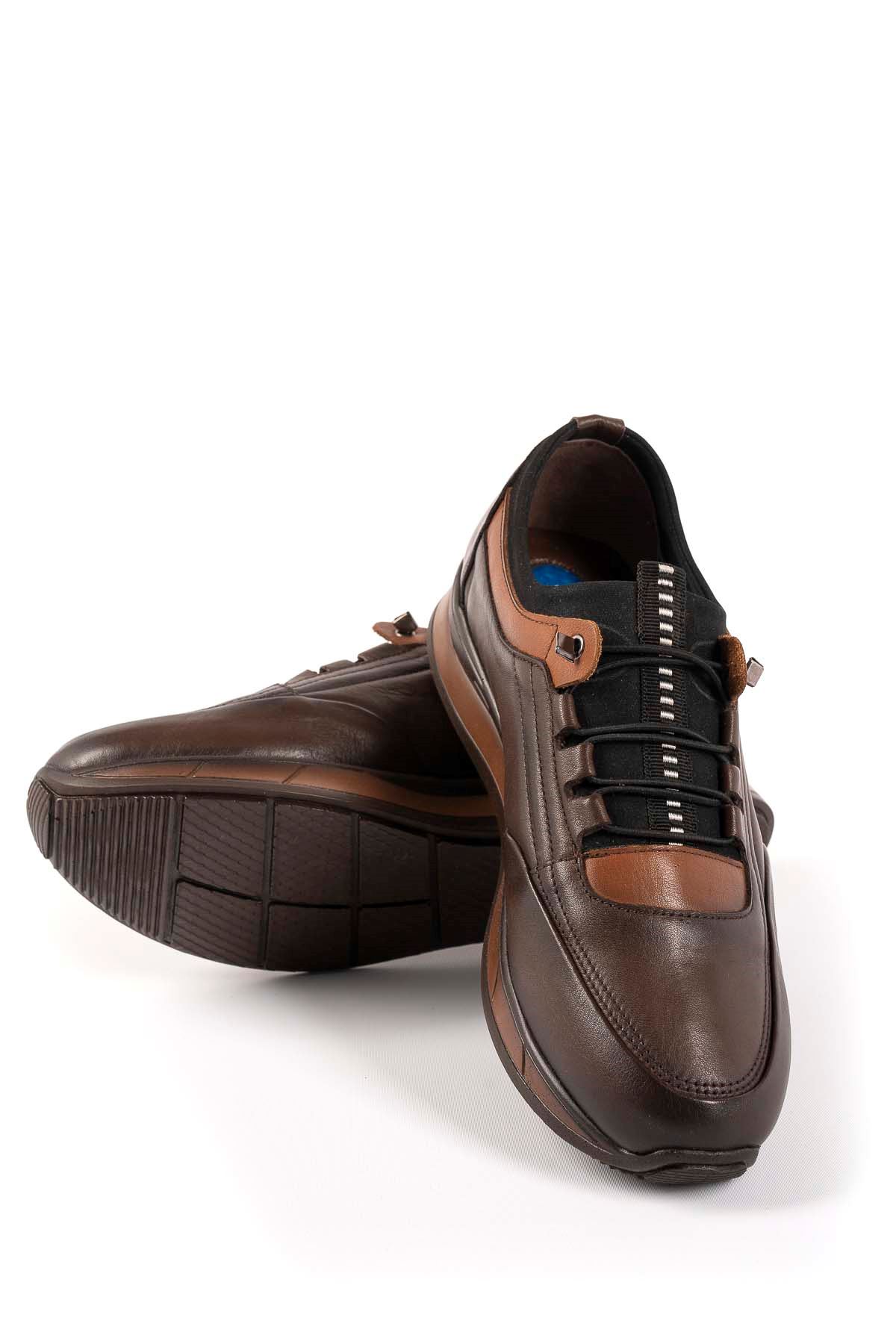 Freemax Erkek İç Dış Hakiki Deri Hafif Poli Taban  Jel İç Taban Spor Sneaker Ayakkabıı THT HD 2216 KAHVE TABA