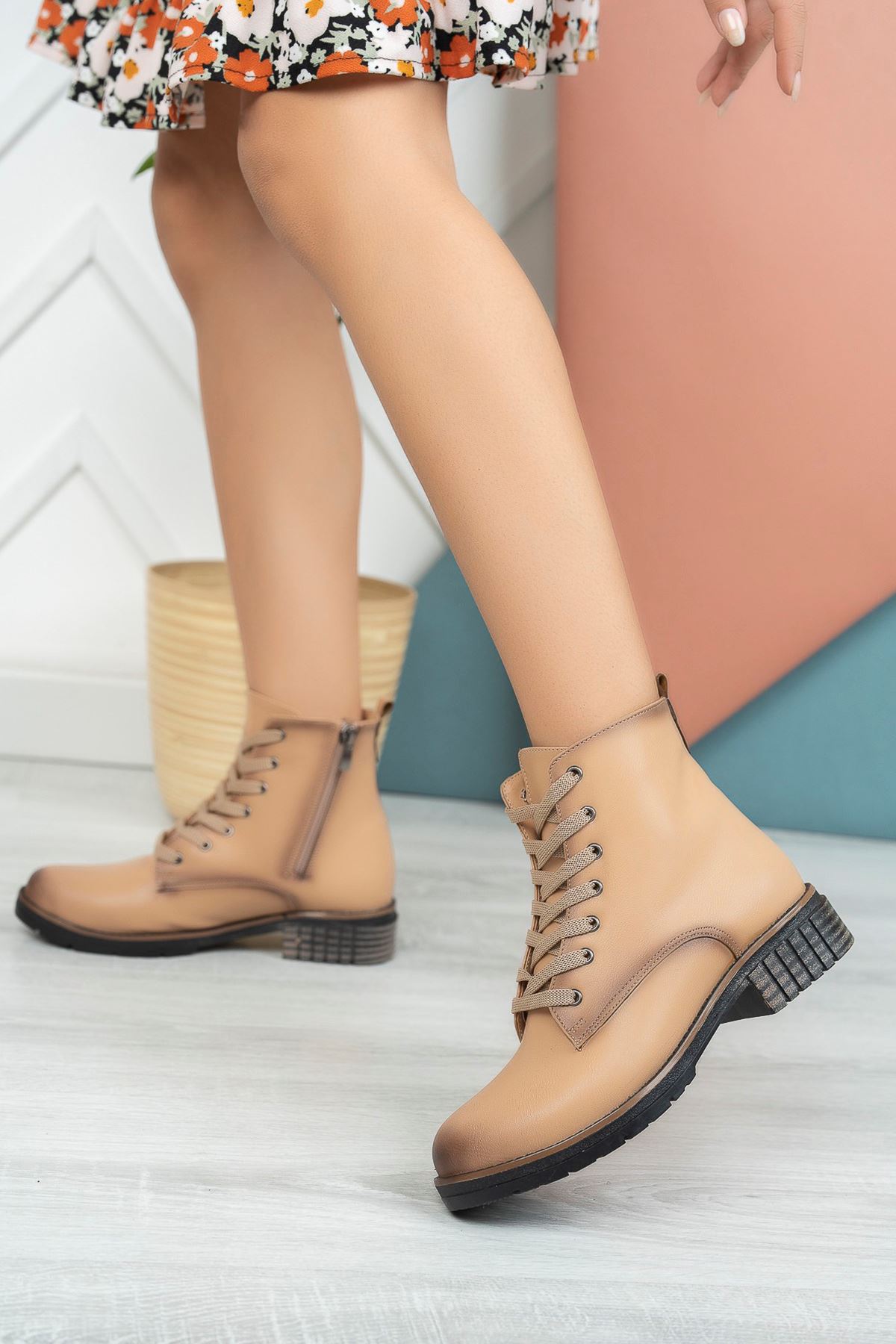 Freemax Garantili Polar Astar Kauçuk Taban Sağlam Kışlık Suya Dayanıklı Bot Çizme Nude