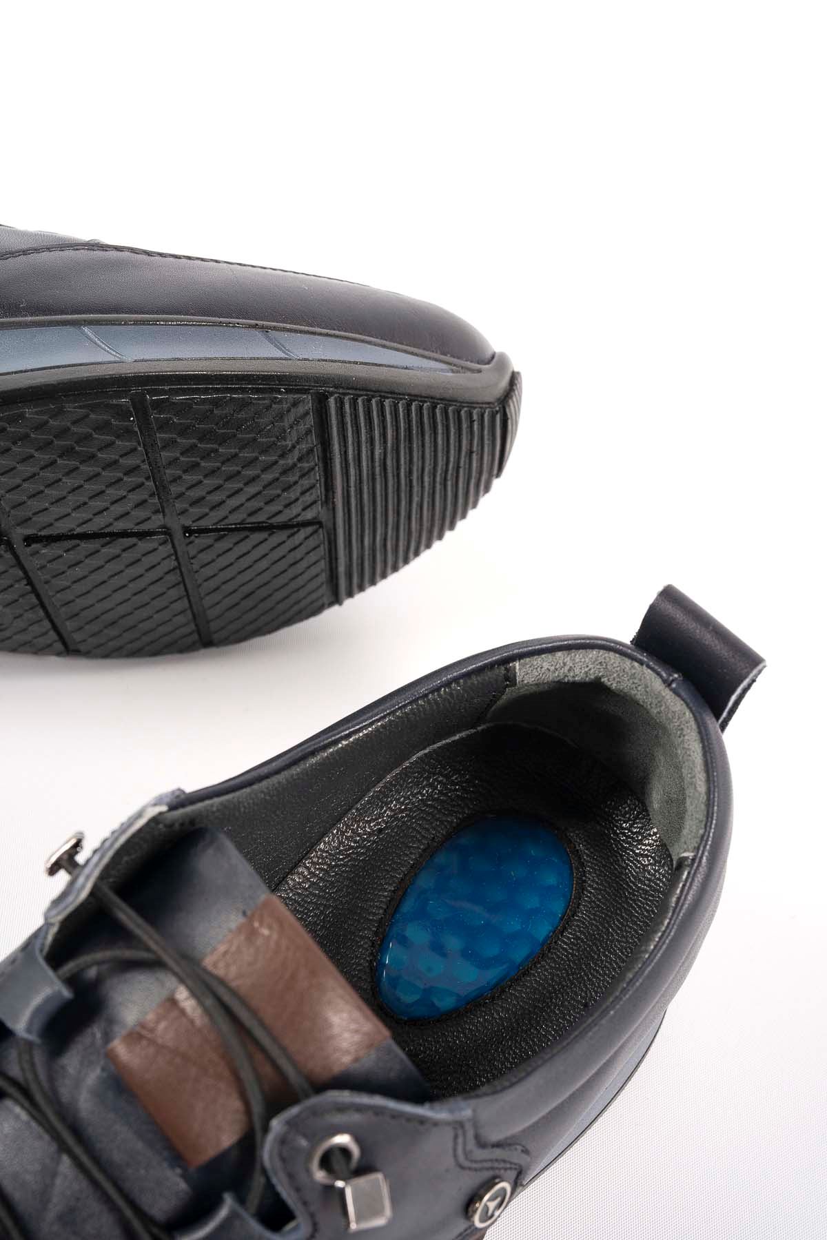 Freemax Erkek İç Dış Hakiki Deri Hafif Poli Taban  Jel İç Taban Spor Sneaker Ayakkabıı THT HD 2217 Lacivert Kahve