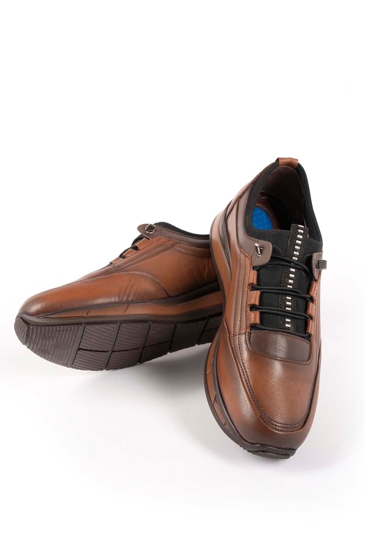 Freemax Erkek İç Dış Hakiki Deri Hafif Poli Taban  Jel İç Taban Spor Sneaker Ayakkabıı THT HD 2216 Taba Kahve