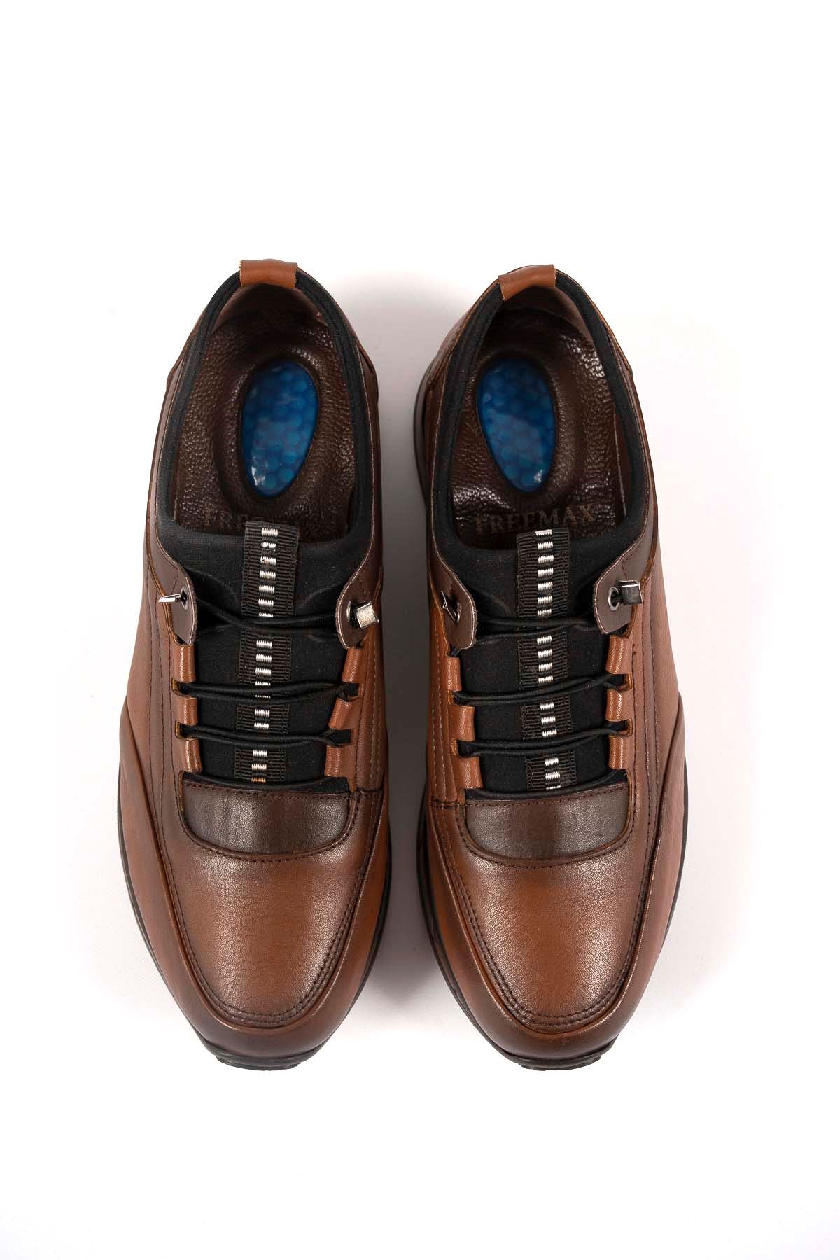 Freemax Erkek İç Dış Hakiki Deri Hafif Poli Taban  Jel İç Taban Spor Sneaker Ayakkabıı THT HD 2216 Taba Kahve
