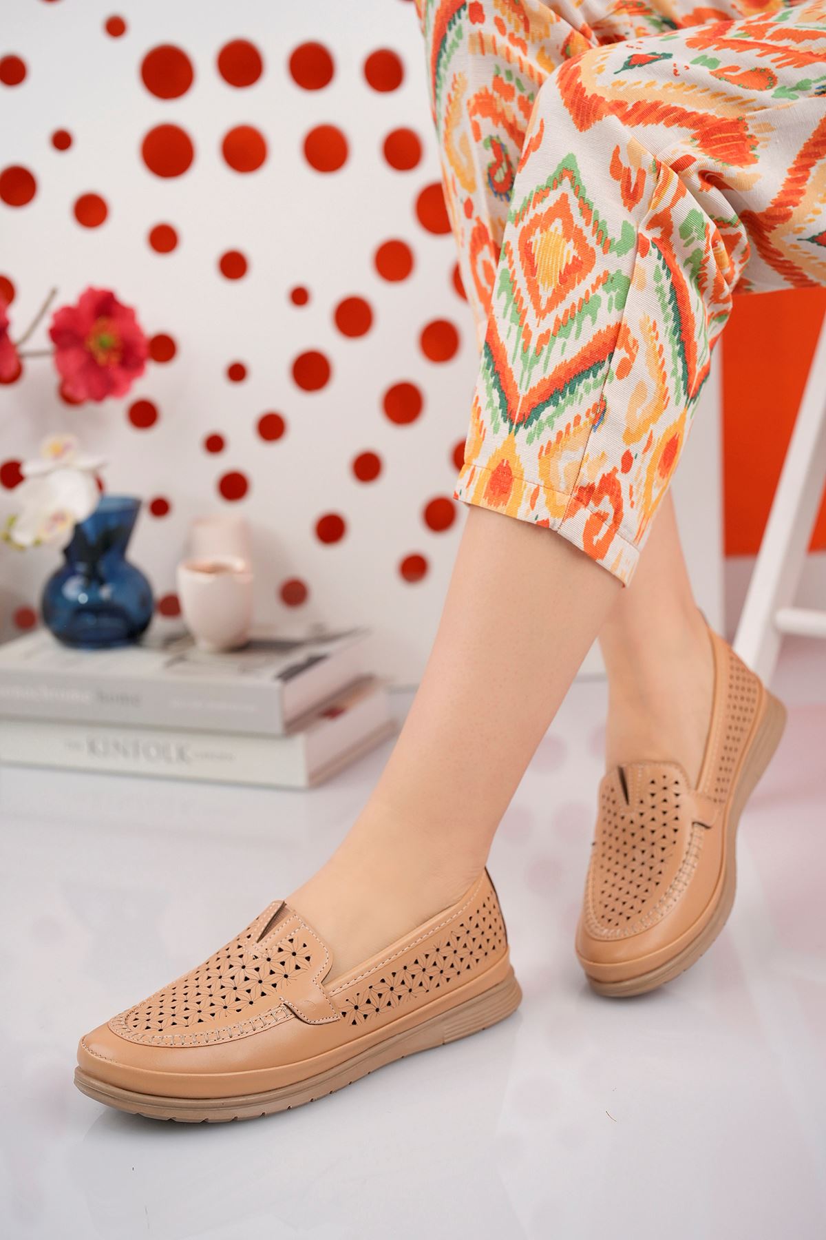 Freemax Kadın Rahat Kauçuk Taban Günlük Babet Ayakkabı Ppl.2023.102 Vizon