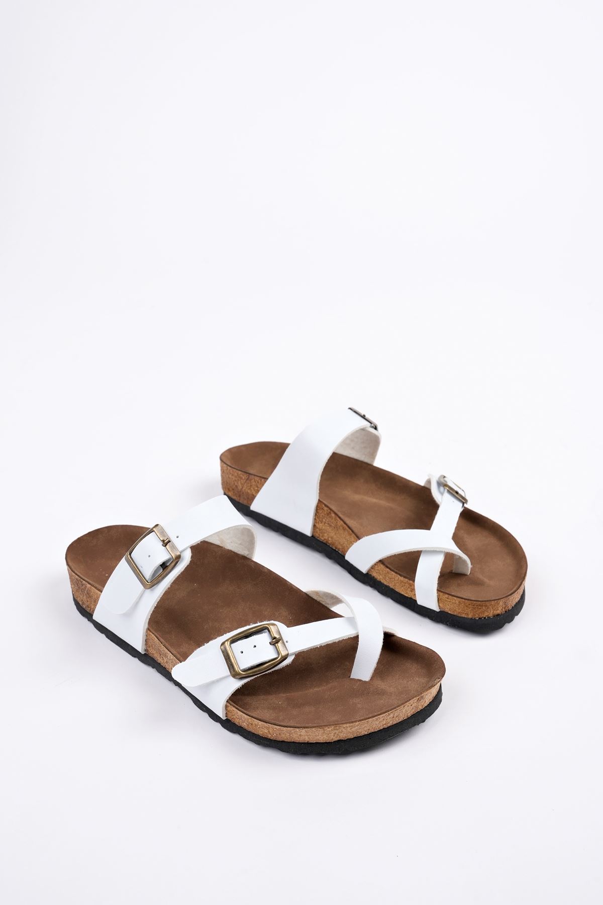 Freemax Kadın Garantili Çapraz Parmak Arası Mayari Yazlık Günlük Birken Terlik ppl 4096 Beyaz