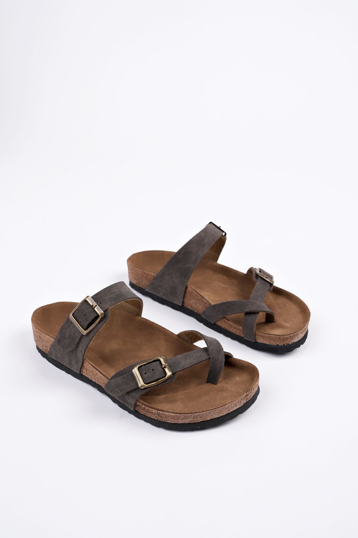 Freemax Kadın Garantili Çapraz Parmak Arası Mayari Yazlık Günlük Birken Terlik ppl 4096 ANTRASİT