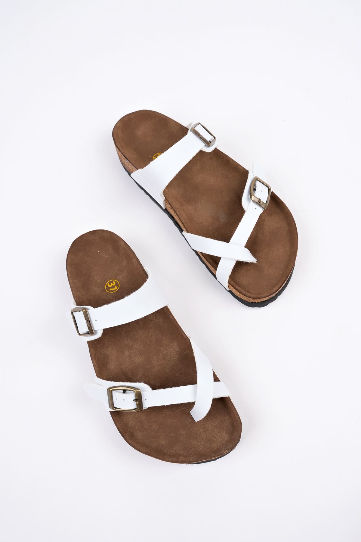 Freemax Kadın Garantili Çapraz Parmak Arası Mayari Yazlık Günlük Birken Terlik ppl 4096 Beyaz