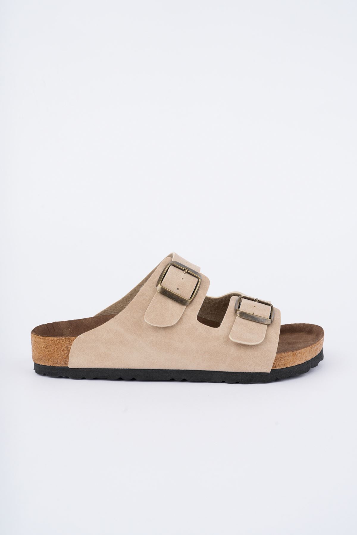 Freemax Kadın Garantili Çift Toka Yazlık Günlük Birken Terlik ppl 4095 Bej