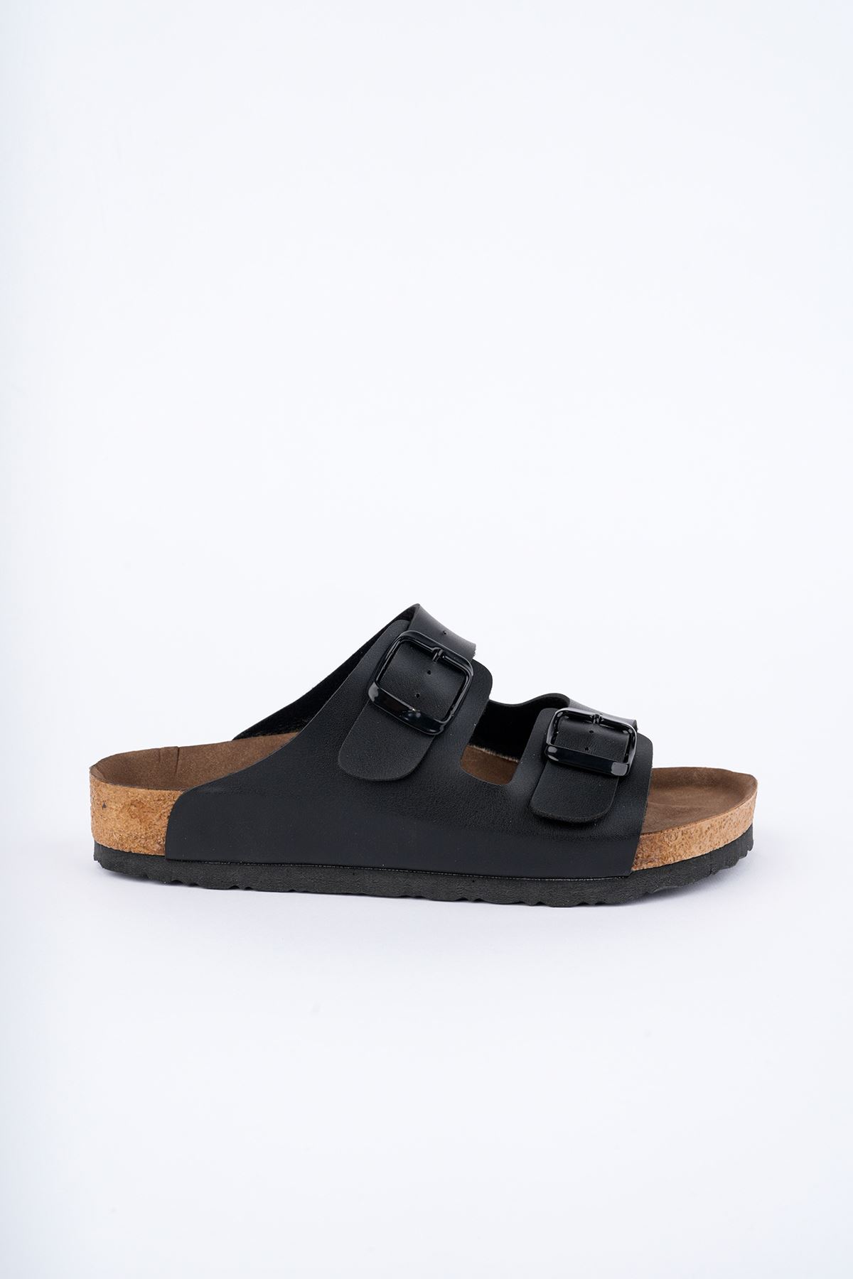 Freemax Kadın Garantili Çift Toka Yazlık Günlük Birken Terlik ppl 4095 Siyah Siyah