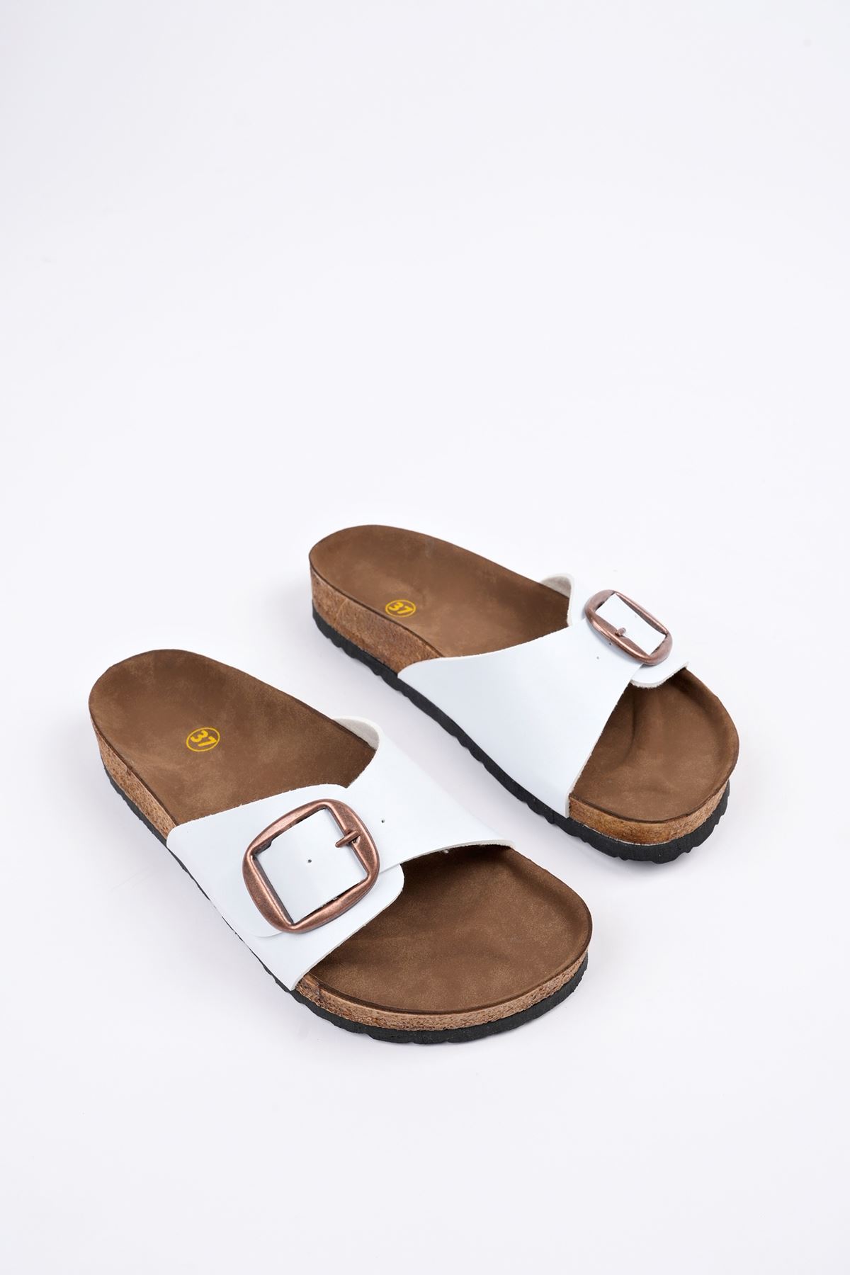 Freemax Kadın Garantili Tek Toka Yazlık Günlük Birken Terlik ppl 4097 Beyaz