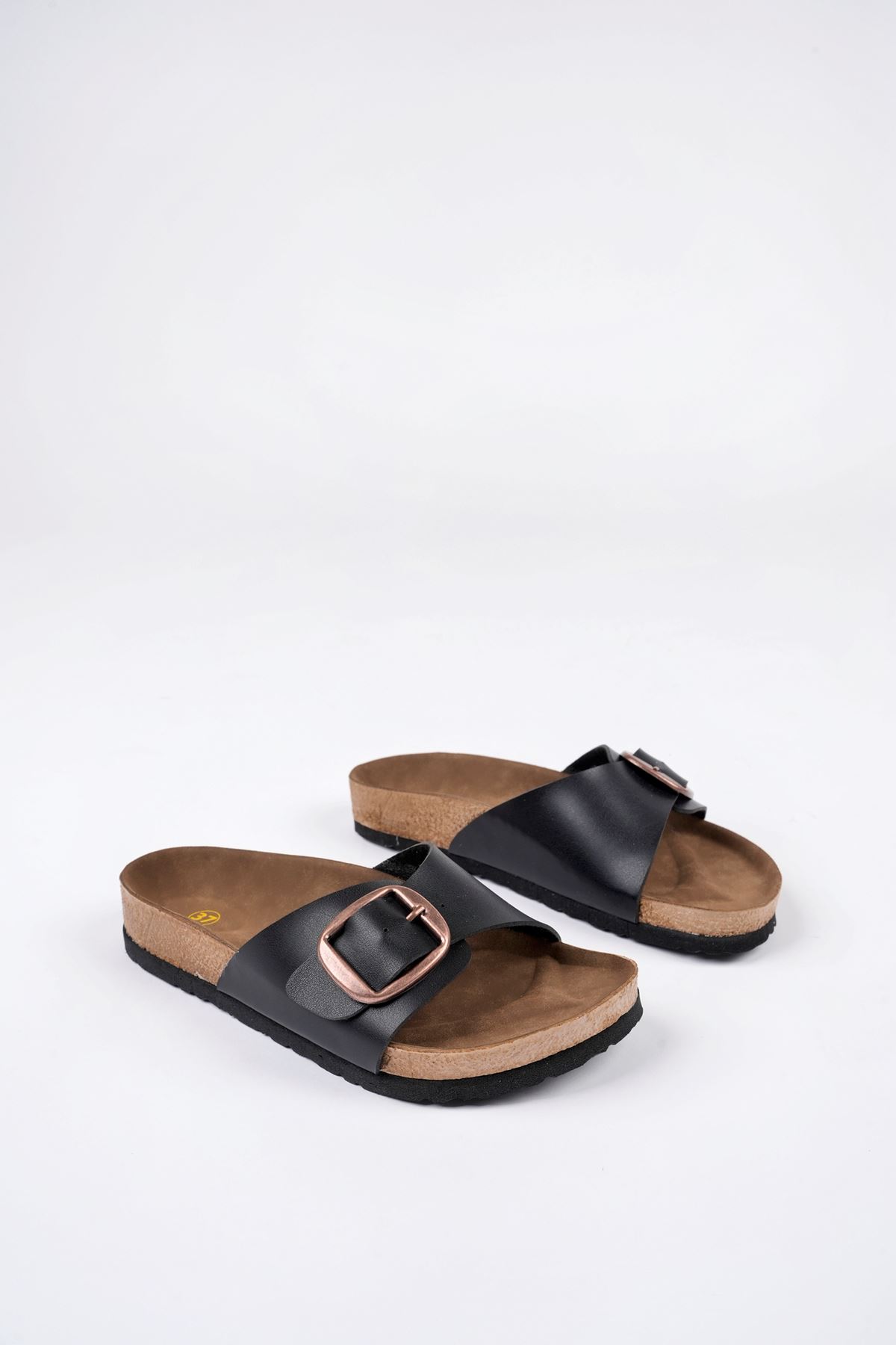 Freemax Kadın Garantili Tek Toka Yazlık Günlük Birken Terlik ppl 4097 Siyah Siyah