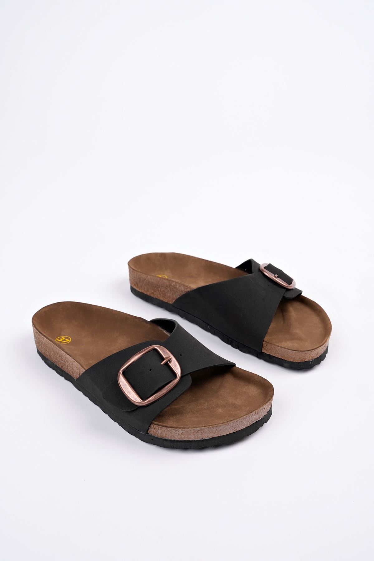 Freemax Kadın Garantili Tek Toka Yazlık Günlük Birken Terlik ppl 4097 Siyah