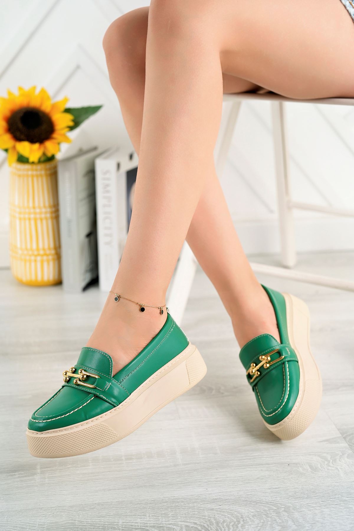 Freemax Kadın  Günlük Oxford Ayakkabı Abb.1502 Yeşil