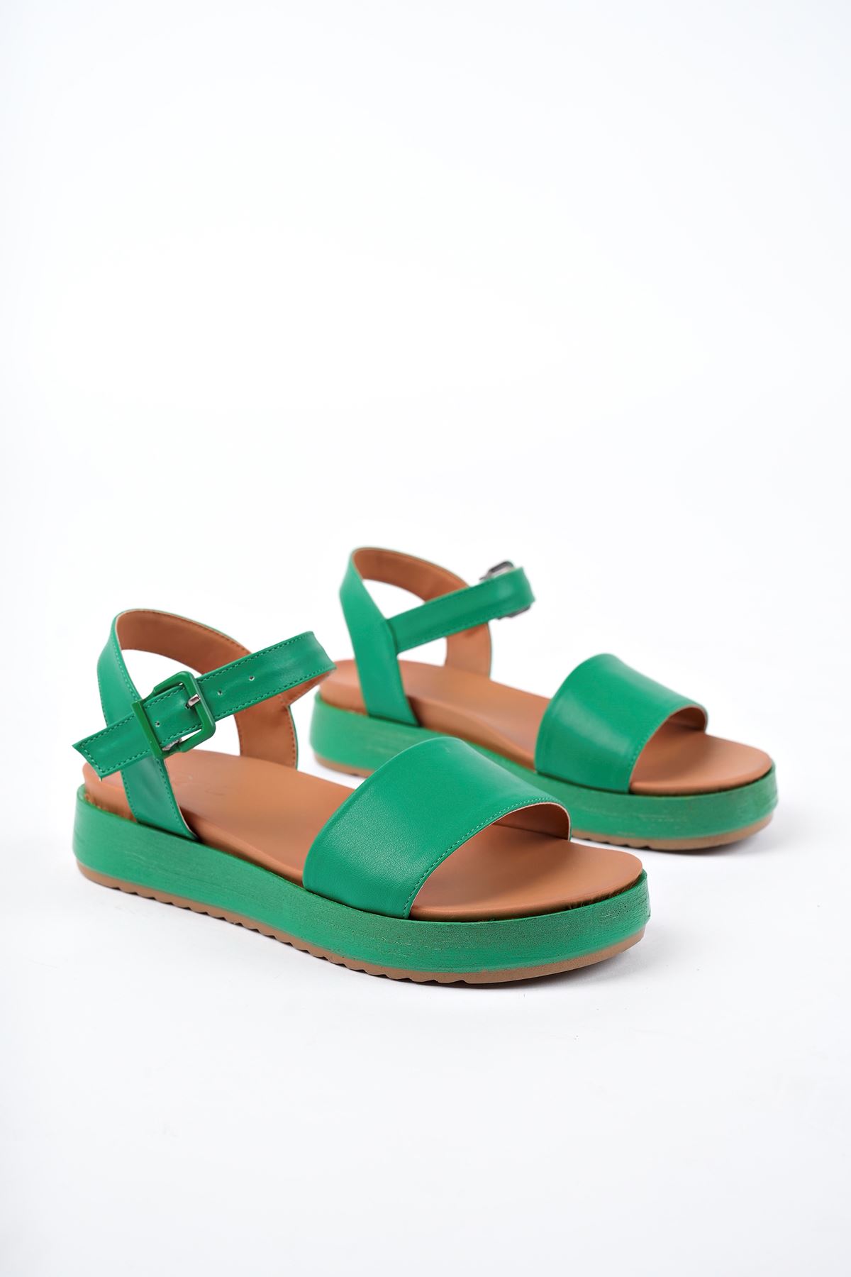 Freemax Kadın Garantili Çok Hafif Rahat 4 cm Topuk Eva Taban Platform Sandalet Snr K22 Mint