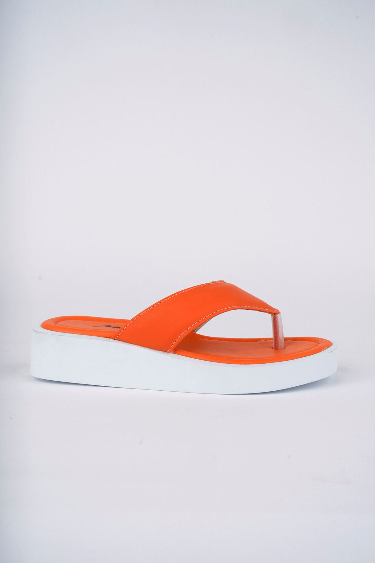 Freemax Kadın Garantili Hafif Esnek Poli Flatform Taban Parmak Arası Günlük Terlik PPL 5000 Orange