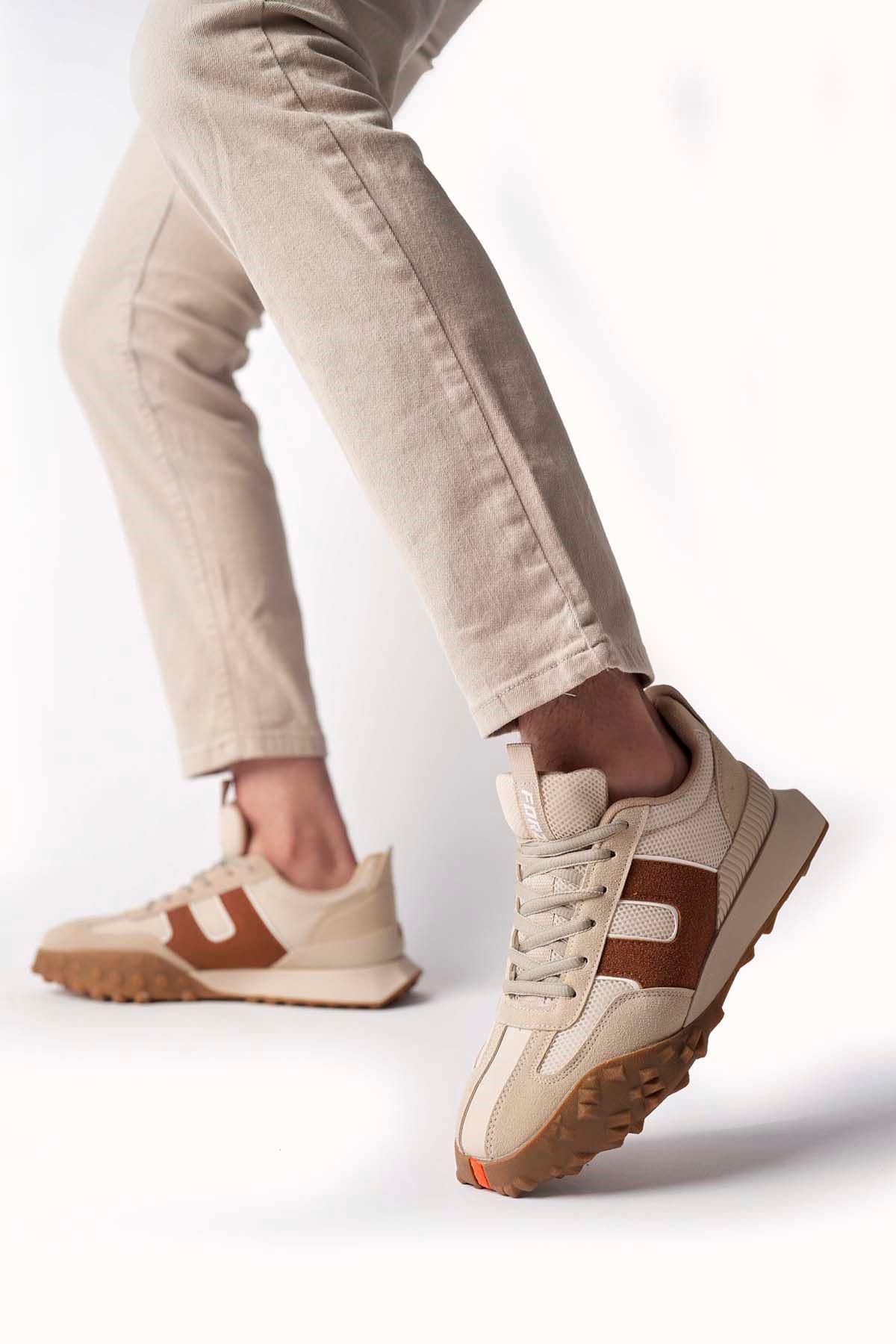 Freemax Unisex  Konforlu Outdoor Spor Ayakkabı 2356 Bej Taba