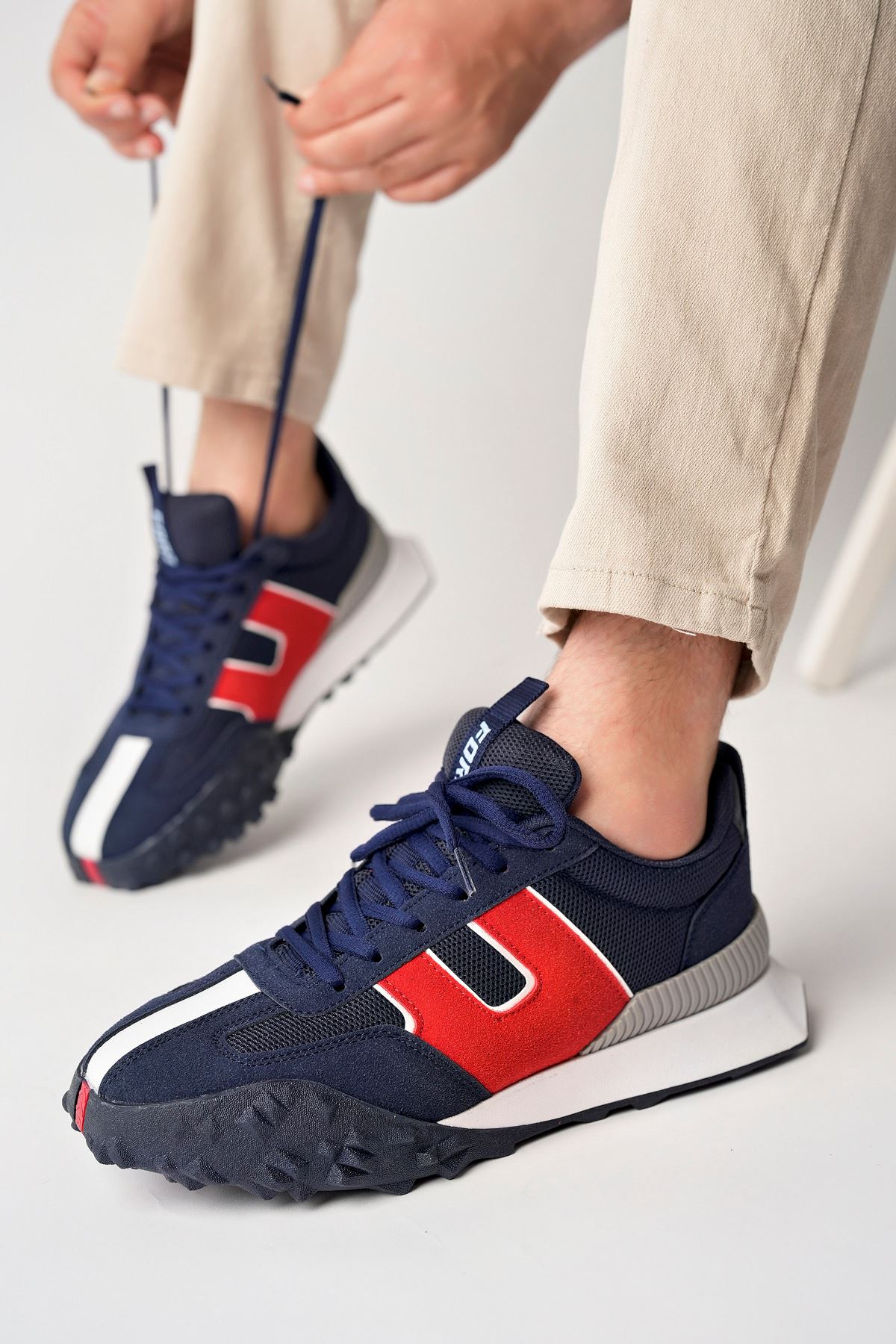 Freemax Unisex  Konforlu Outdoor Spor Ayakkabı 2356 Lacivert Kırmızı