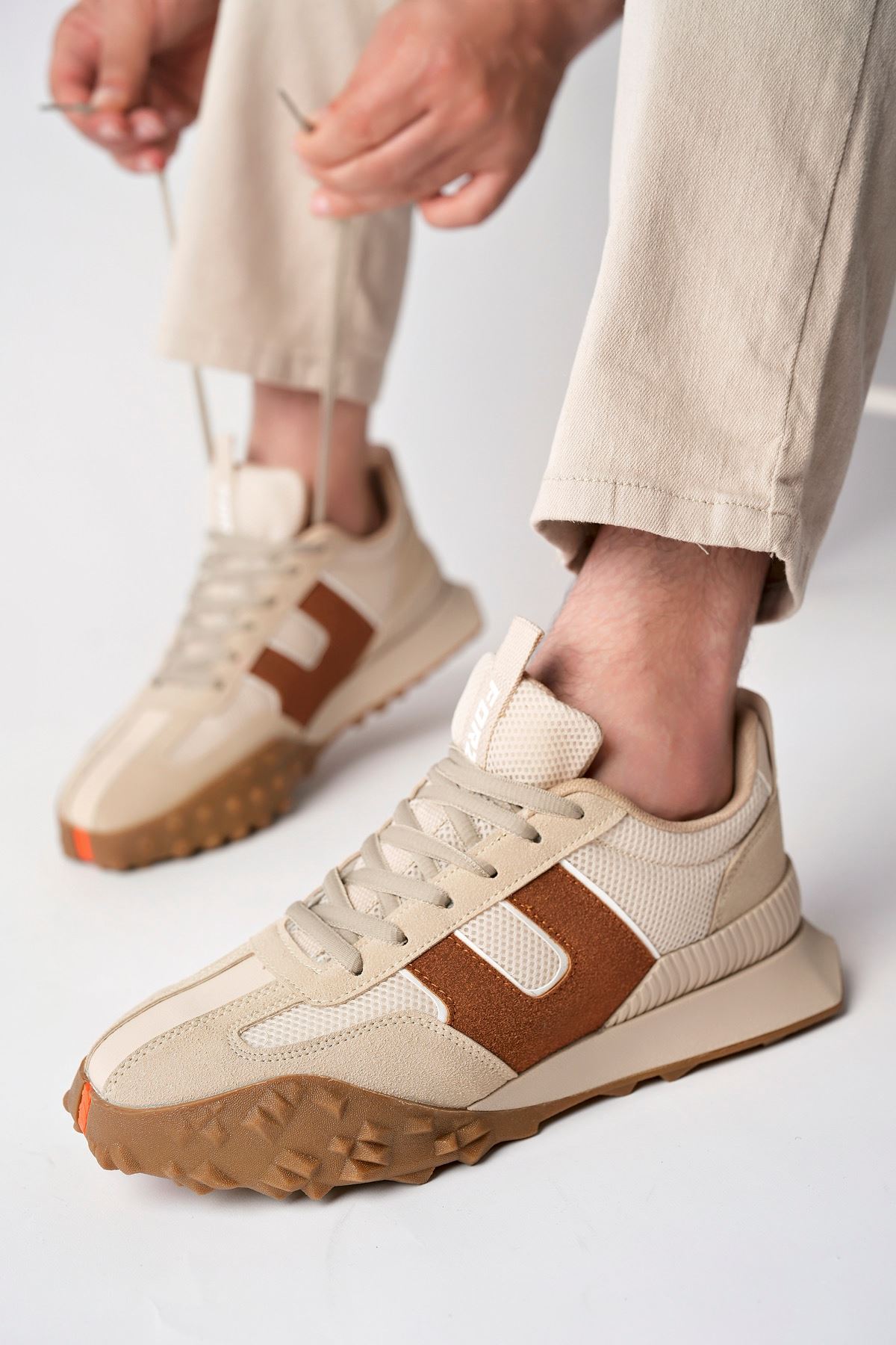 Freemax Unisex  Konforlu Outdoor Spor Ayakkabı 2356 Bej Taba