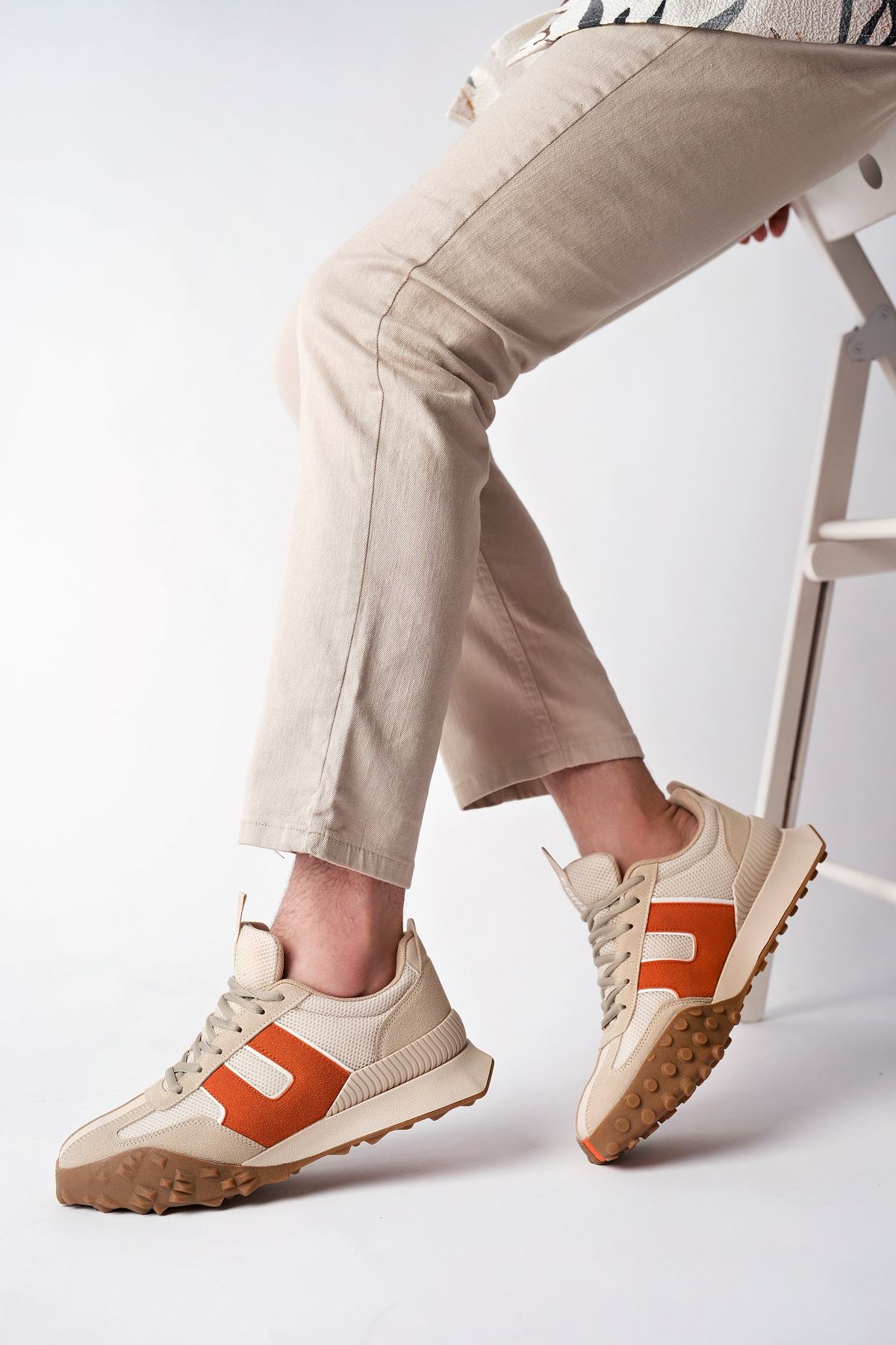 Freemax Unisex  Konforlu Outdoor Spor Ayakkabı 2356 Bej Orange