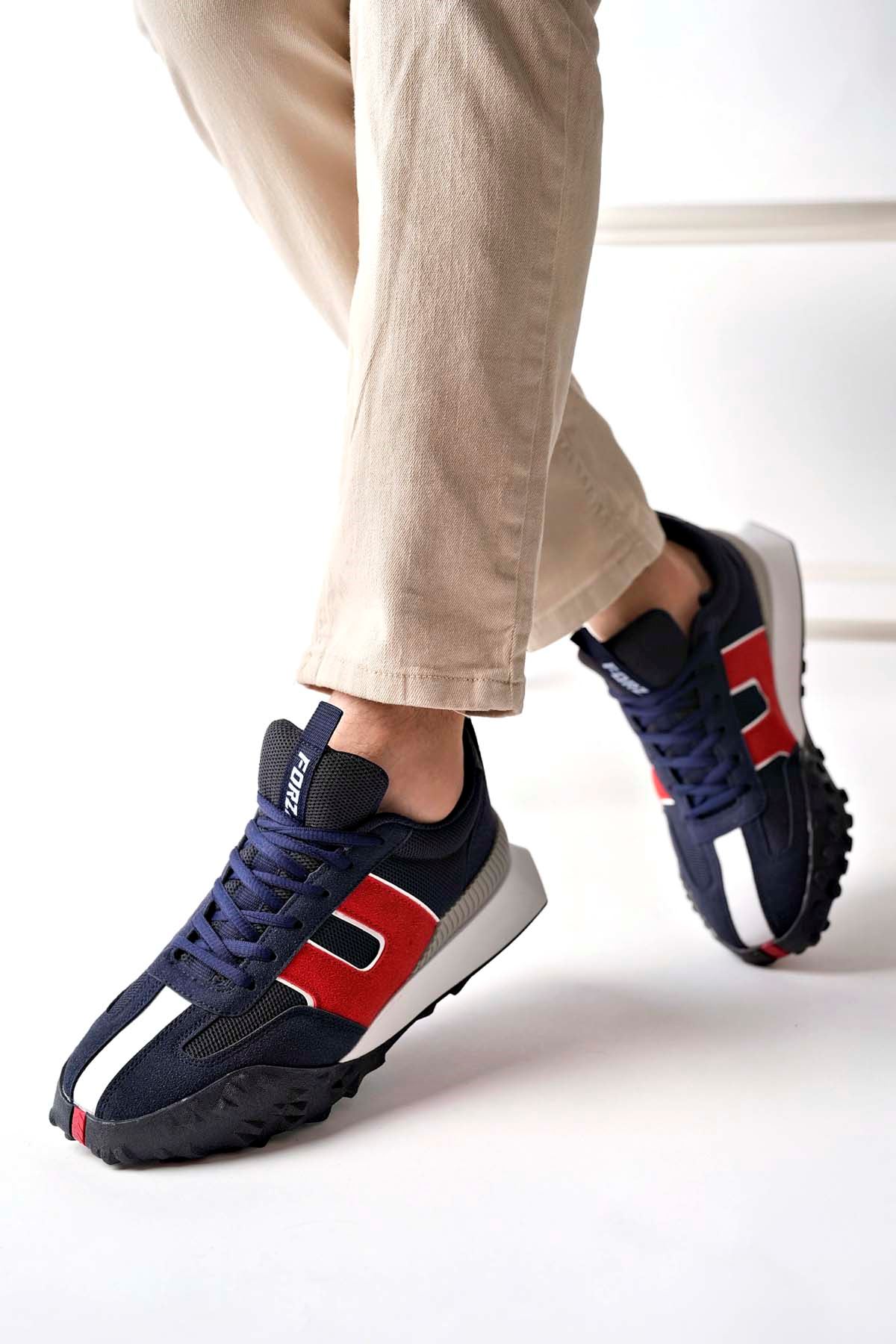 Freemax Unisex  Konforlu Outdoor Spor Ayakkabı 2356 Lacivert Kırmızı