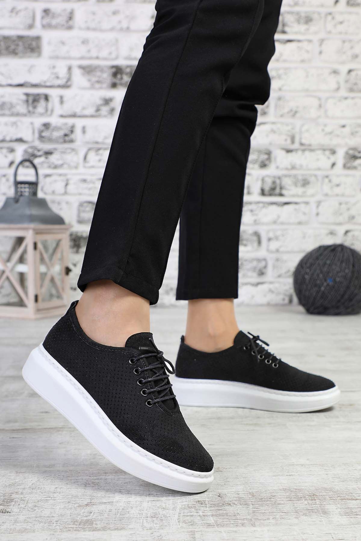 Freemax Kadın Sneaker Spor Ayakkabı Abb.202 Nubuk Siyah Beyaz