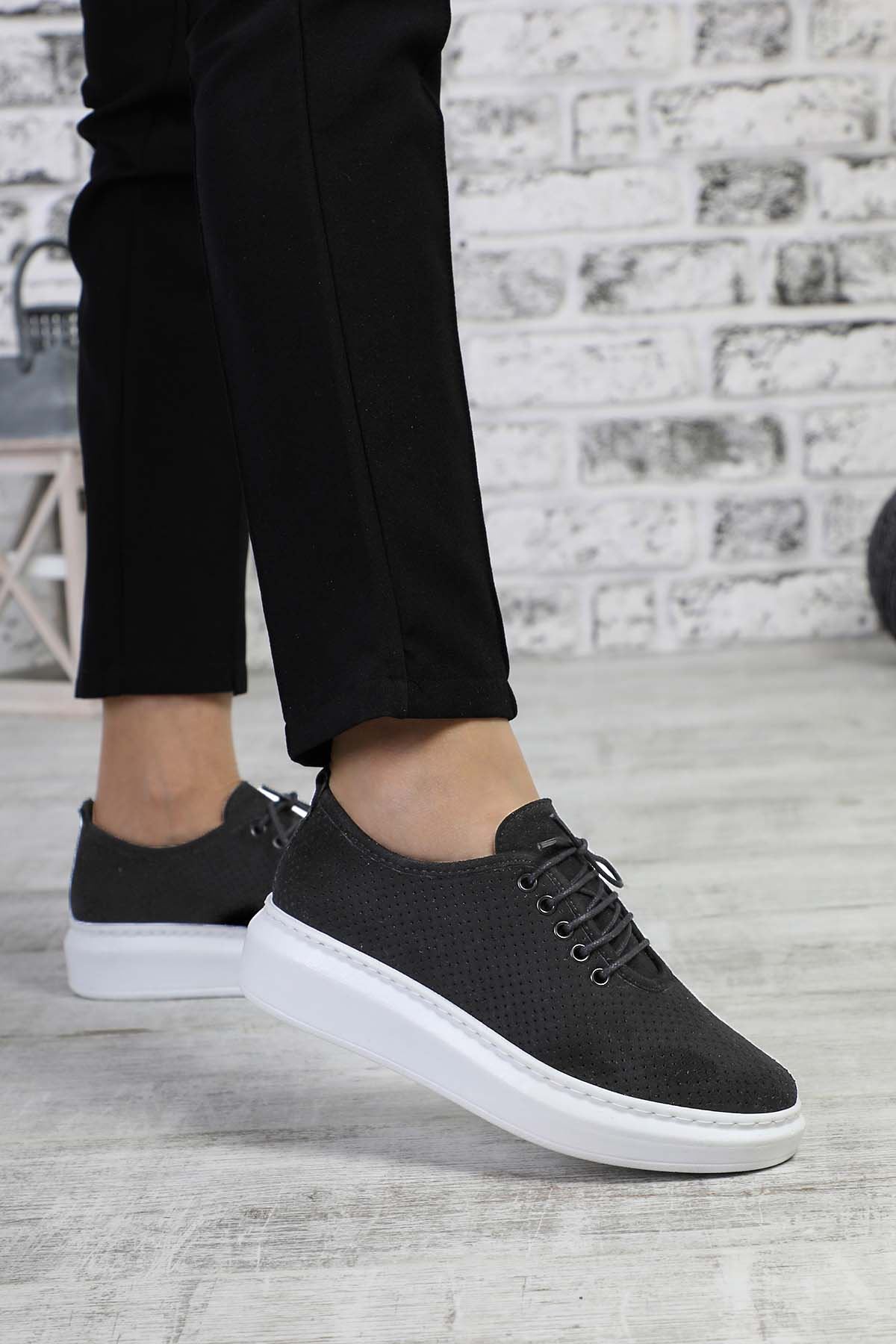 Freemax Kadın Sneaker Spor Ayakkabı Abb.202 Nubuk Siyah Beyaz