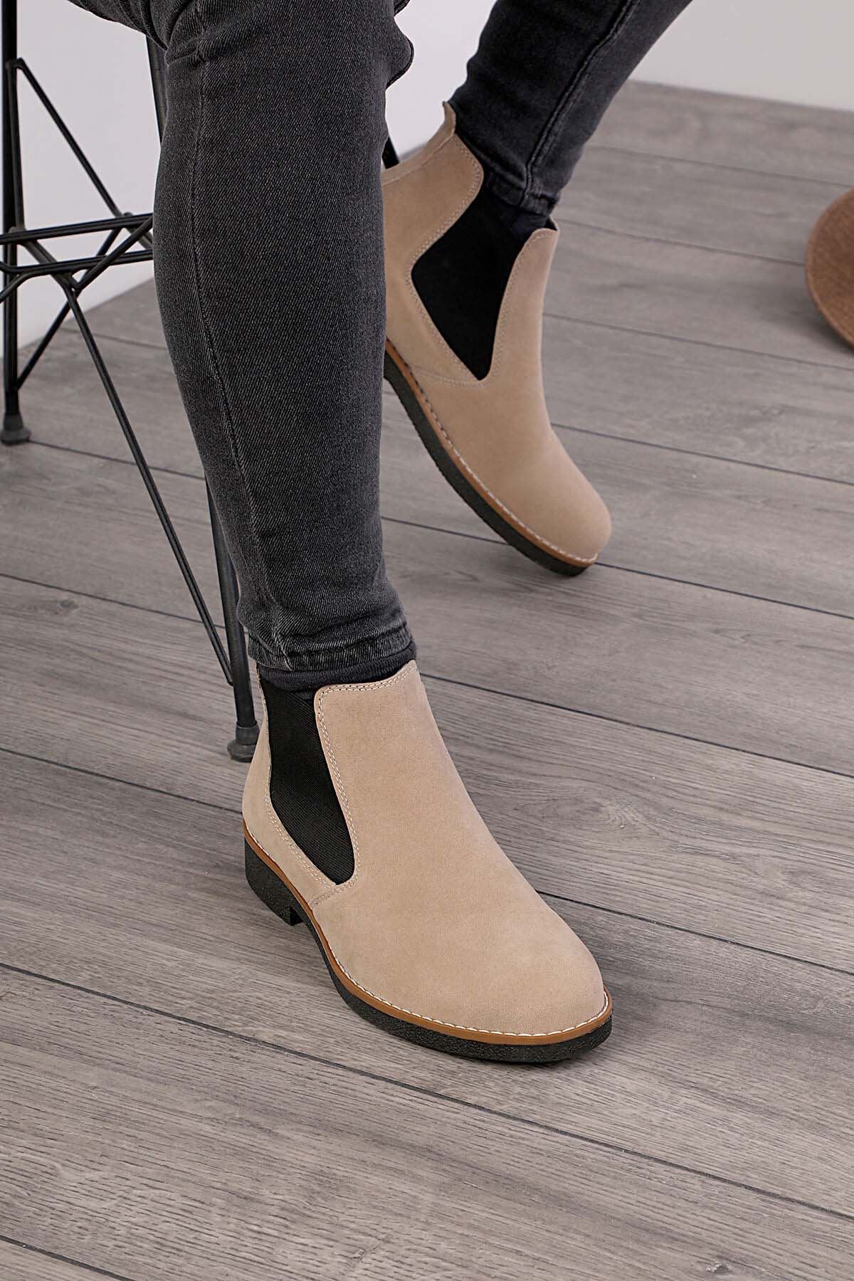 Freemax Unisex Ortopedik iç Tabanlık Suya Dayanıklı Chelsea Bot Garantili ÜrünFreemax.30141 Süet Kum