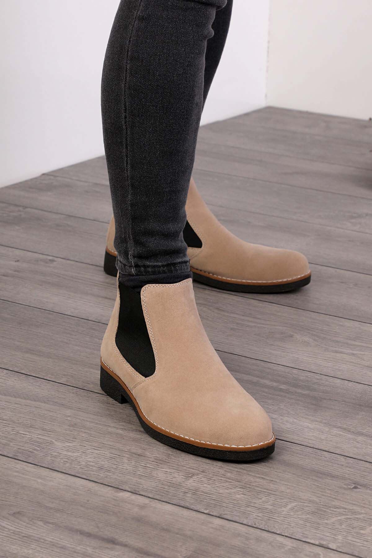 Freemax Unisex Ortopedik iç Tabanlık Suya Dayanıklı Chelsea Bot Garantili ÜrünFreemax.30141 Süet Kum