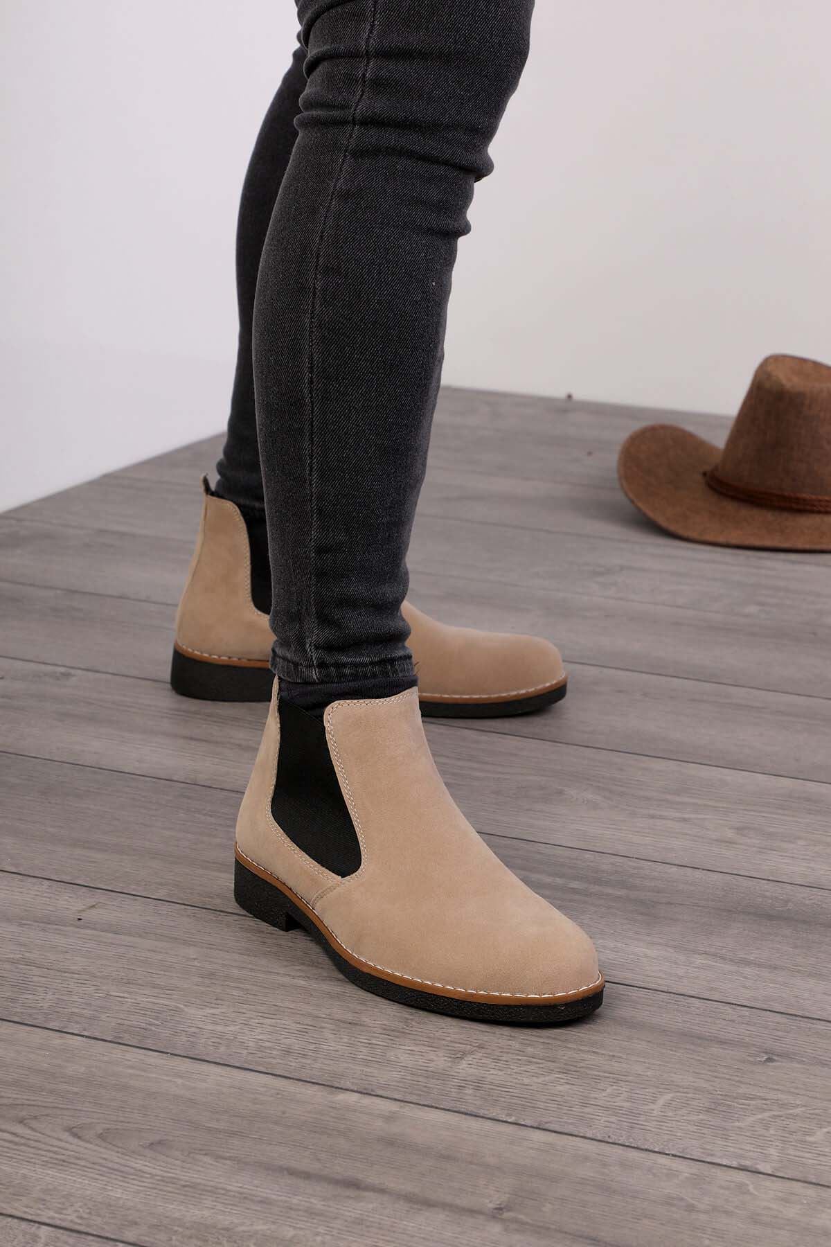 Freemax Unisex Ortopedik iç Tabanlık Suya Dayanıklı Chelsea Bot Garantili ÜrünFreemax.30141 Süet Kum