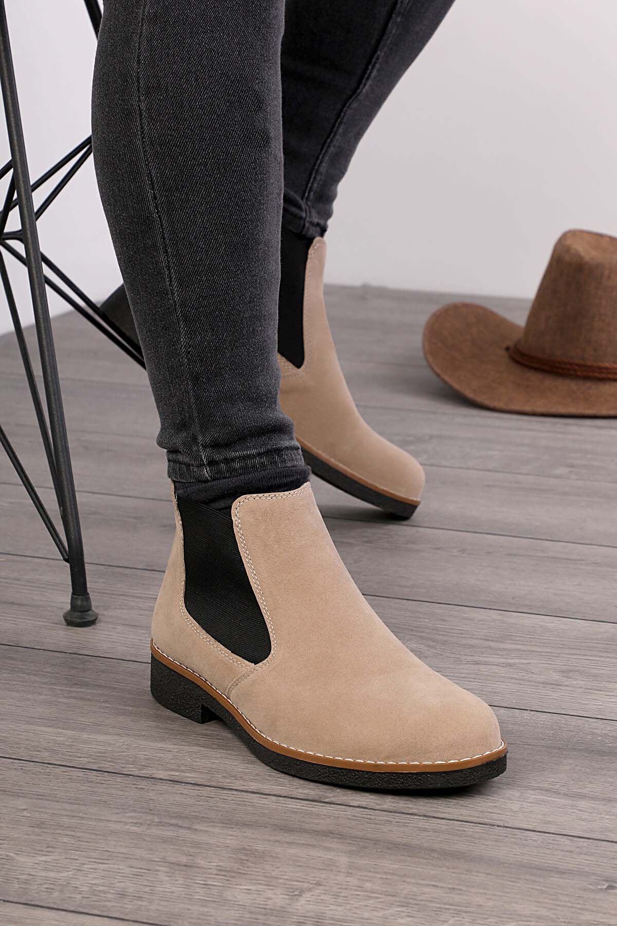 Freemax Unisex Ortopedik iç Tabanlık Suya Dayanıklı Chelsea Bot Garantili ÜrünFreemax.30141 Süet Kum