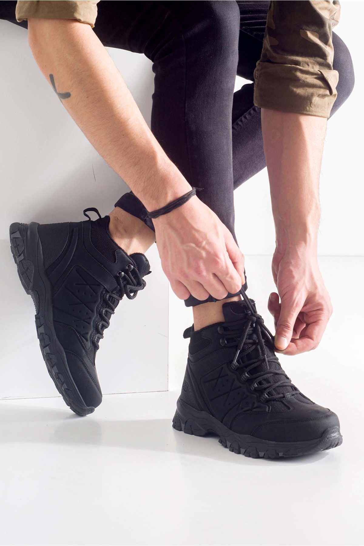 Freemax Garantili Kürklü Kışlık Bot Kauçuk Taban Sağlam Outdoor Forza 2164 SİYAH