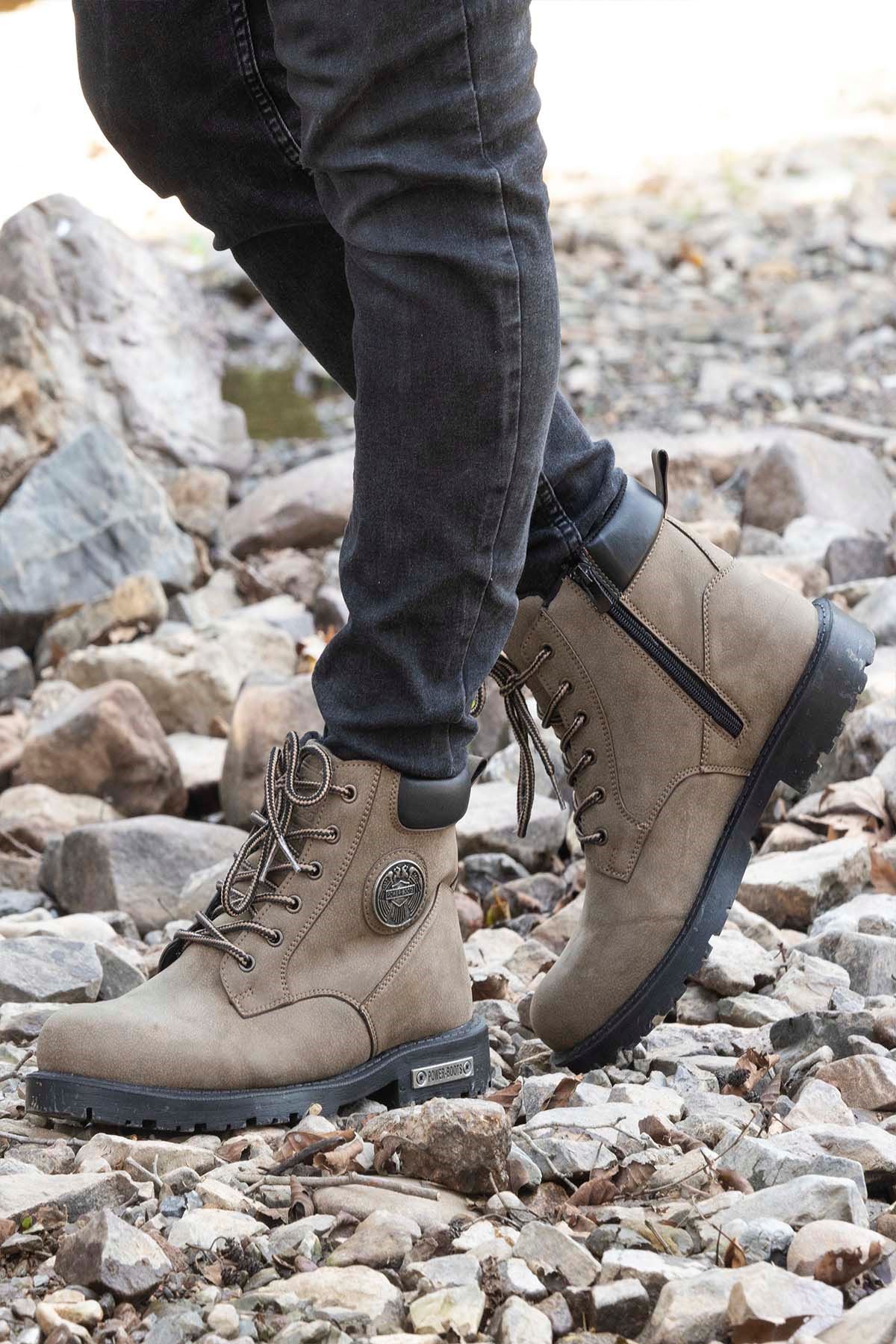 Freemax Unisex Garantili Kürklü Kauçuk Anatomik Taban Kışlık Fermuarlı Bot Forza 528 Çöl Kum