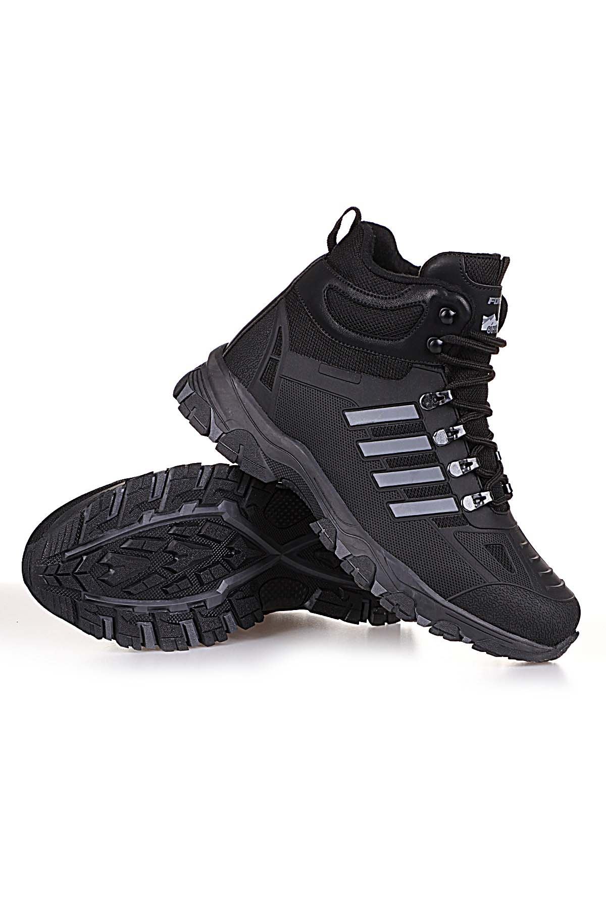 Freemax Su Geçirmez Kauçuk Kaplama Esnek Termo Taban Kışlık Bot SİYAH FÜME