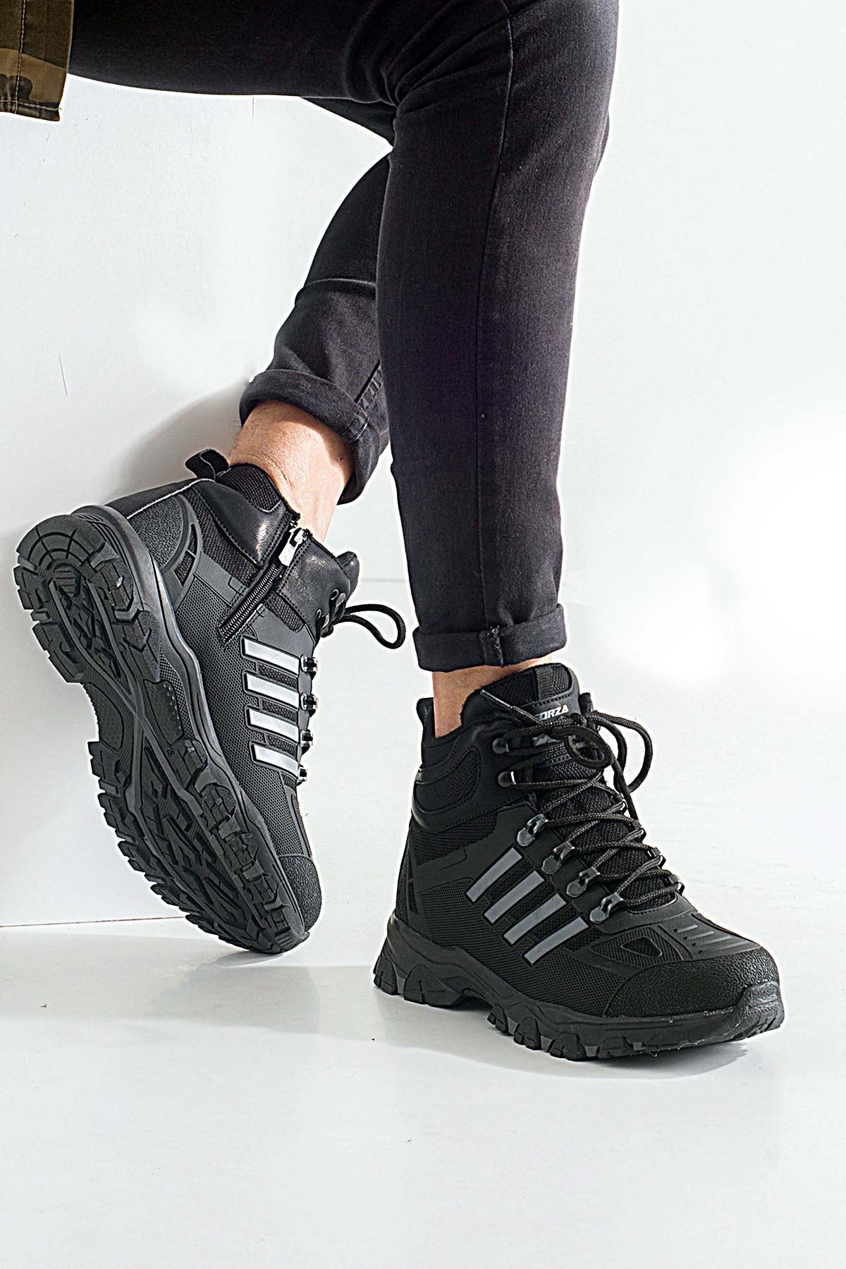 Freemax Su Geçirmez Kauçuk Kaplama Esnek Termo Taban Kışlık Bot SİYAH FÜME