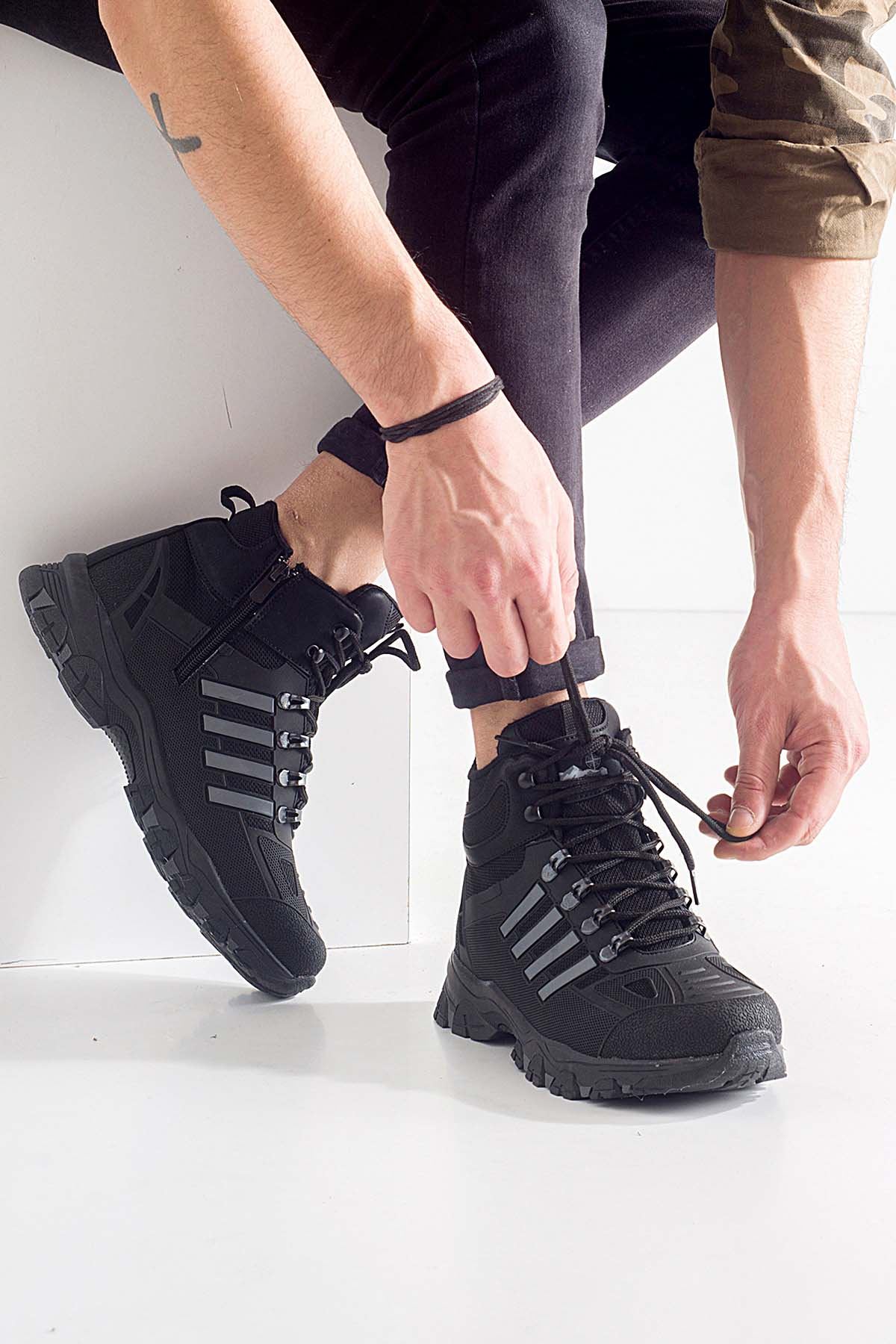 Freemax Su Geçirmez Kauçuk Kaplama Esnek Termo Taban Kışlık Bot SİYAH FÜME