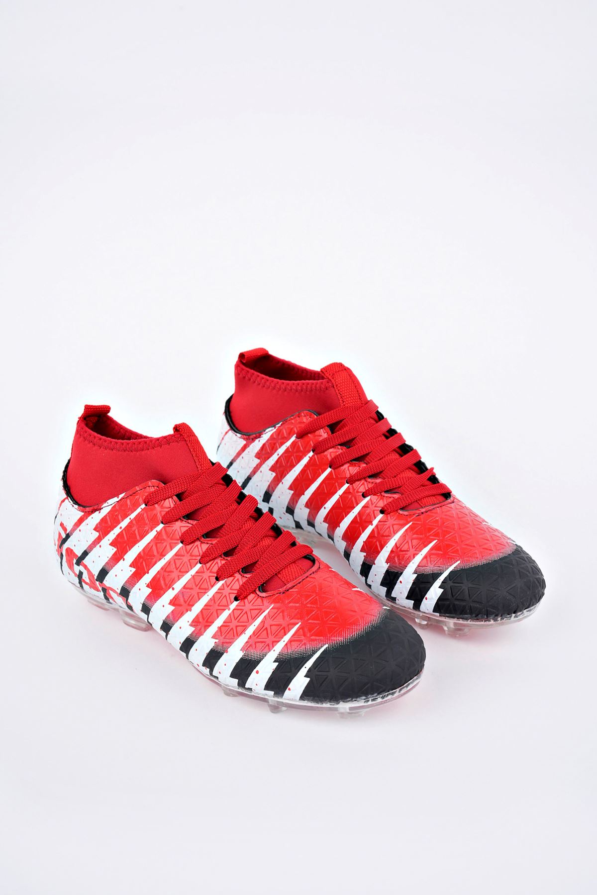 Freemax Unisex Çoraplı Krampon Futbol Ayakkabısı Siyah Kırmızı